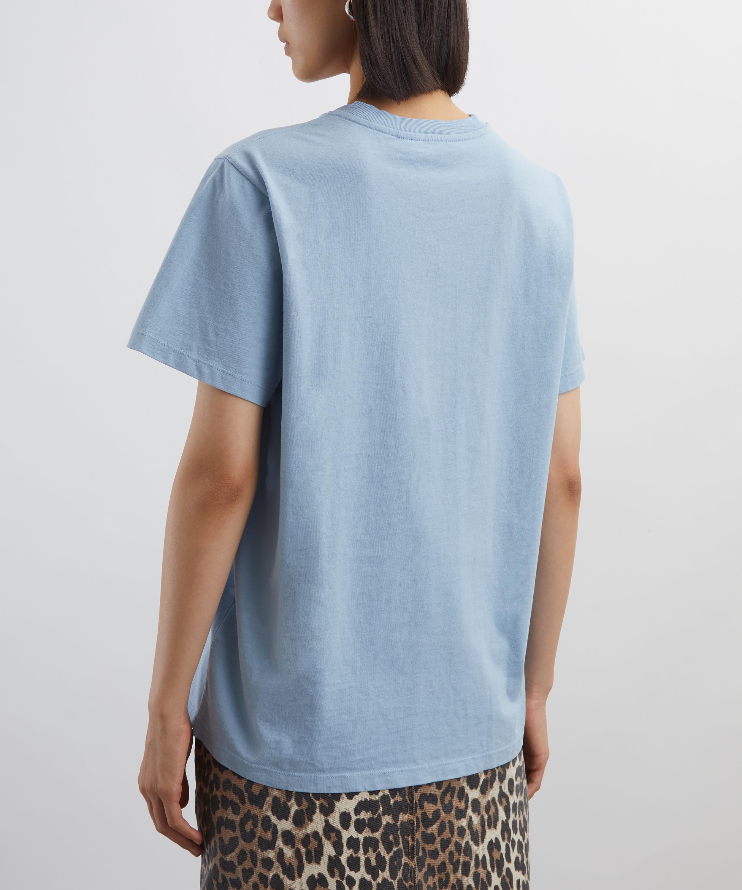 Ganni - Blue Re-Cut Cotton Jersey T-Shirt image number 3