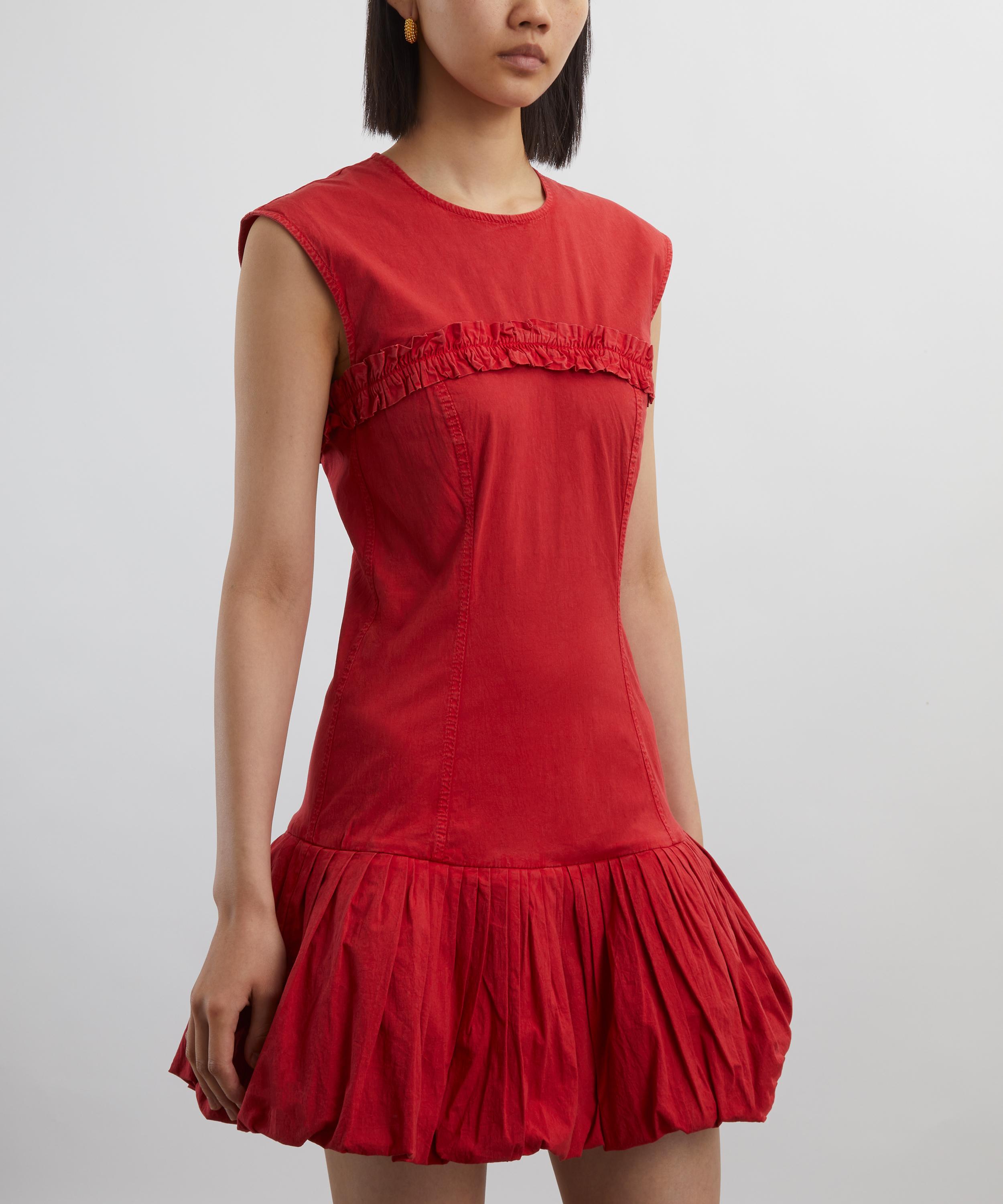 Ganni - Red Washed Stretch Cotton Corset Mini Dress image number 2
