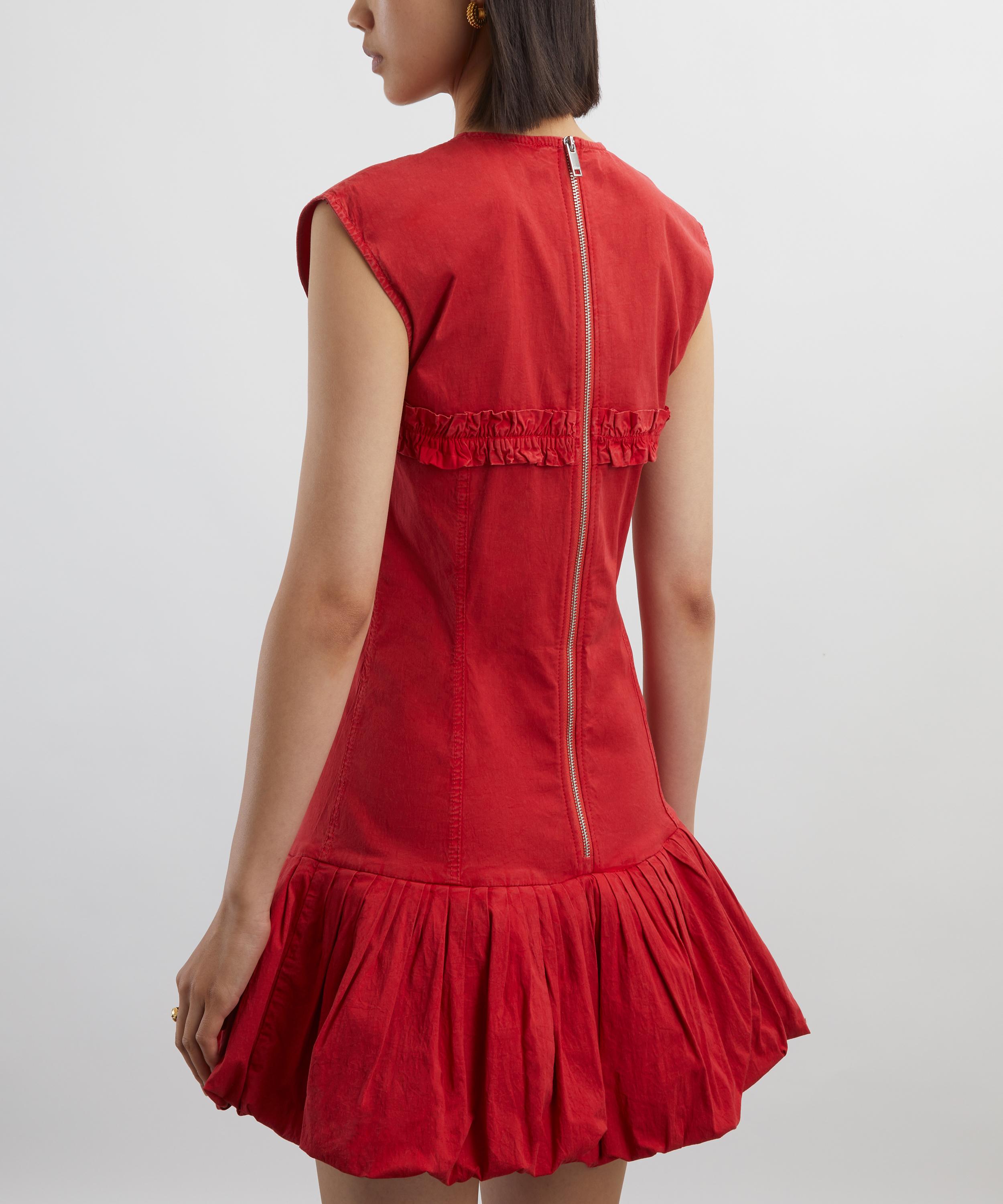 Ganni - Red Washed Stretch Cotton Corset Mini Dress image number 3