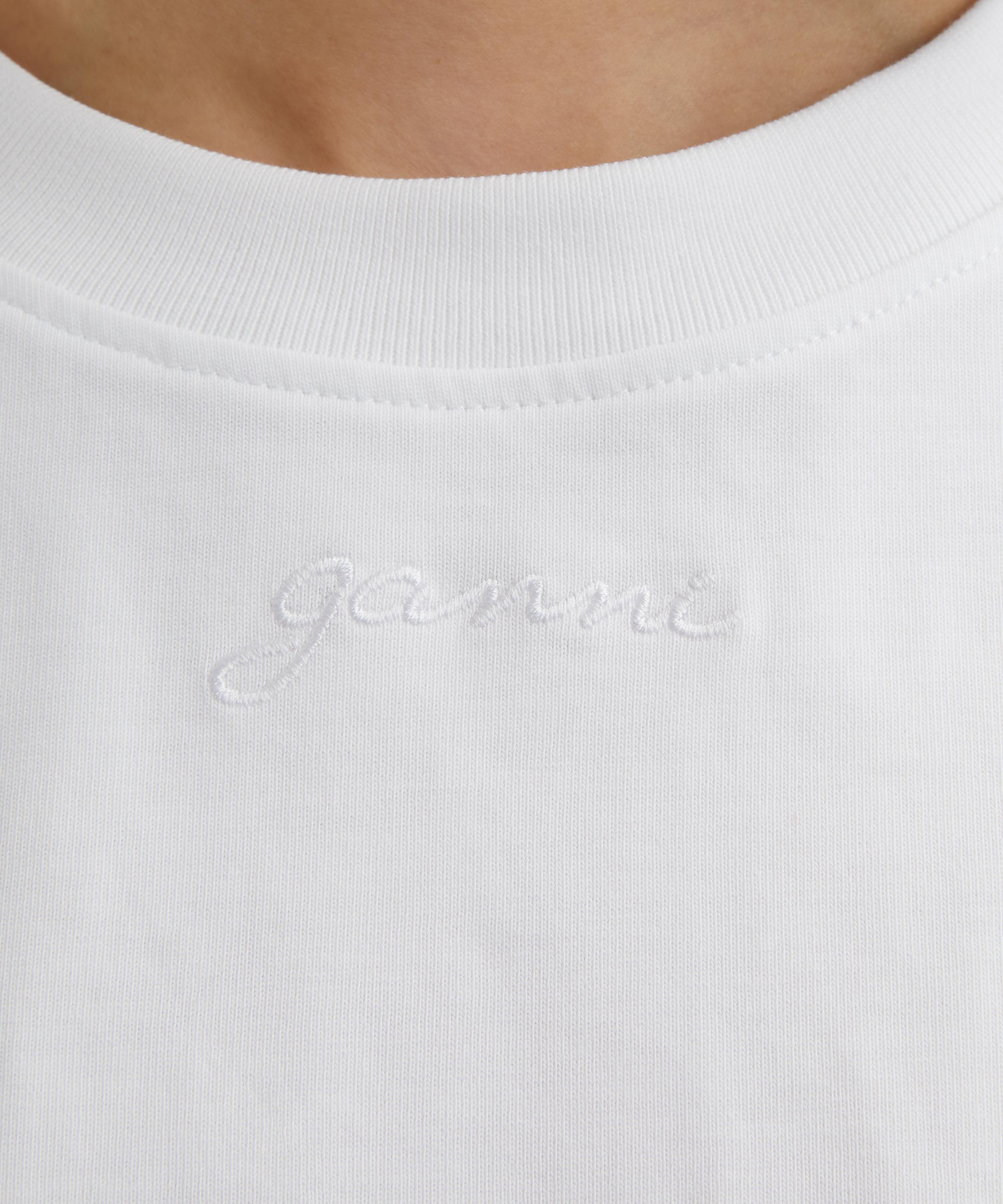 Ganni - White Cotton Tie Back T-Shirt image number 4