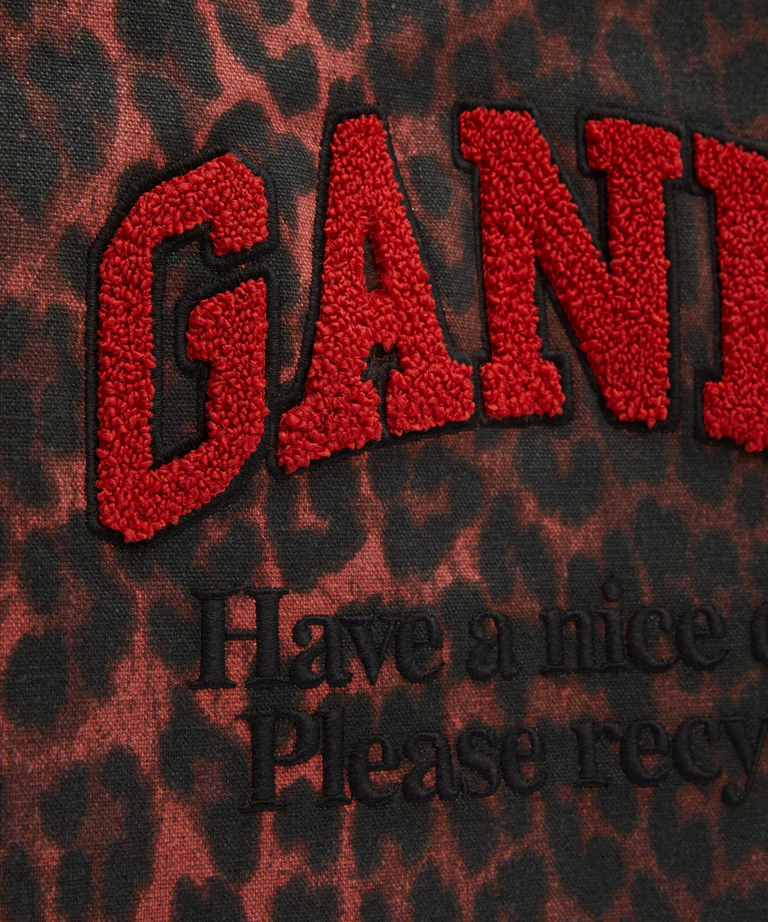 Ganni - Red Leopard Print Oversized Canvas Tote Bag image number 4