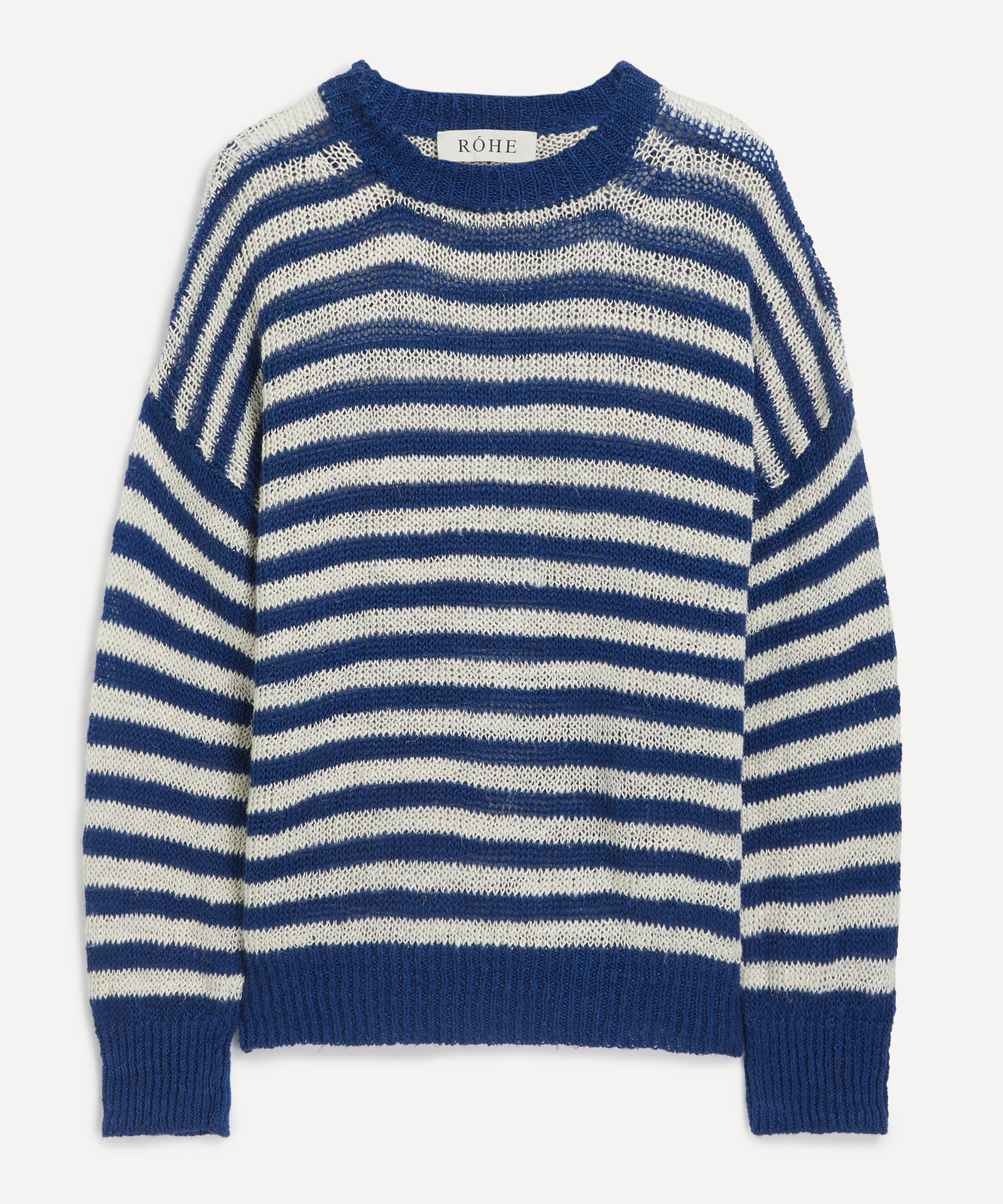 Róhe - Knitted Striped Linen Crew Neck Jumper image number 0