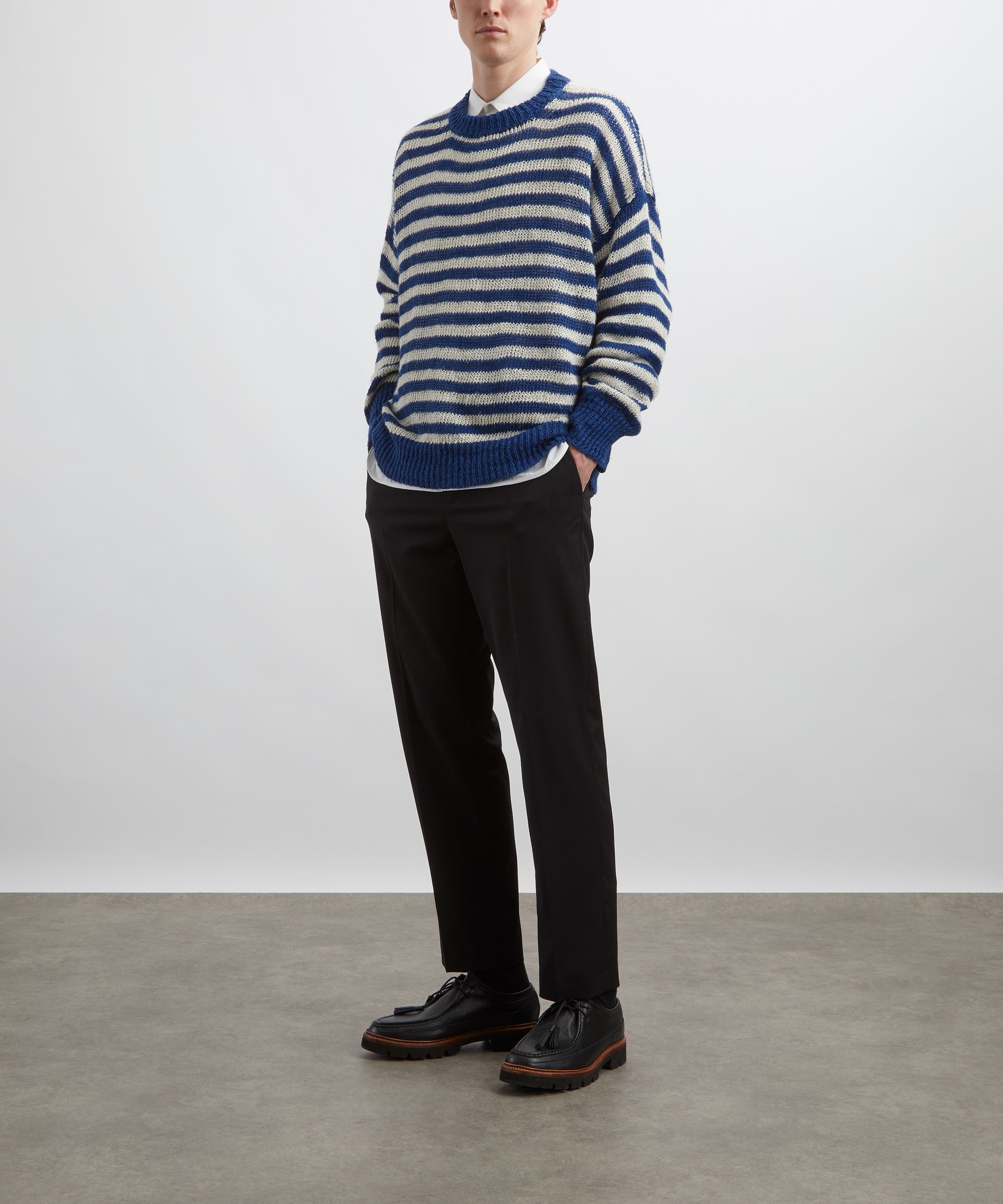 Róhe - Knitted Striped Linen Crew Neck Jumper image number 1