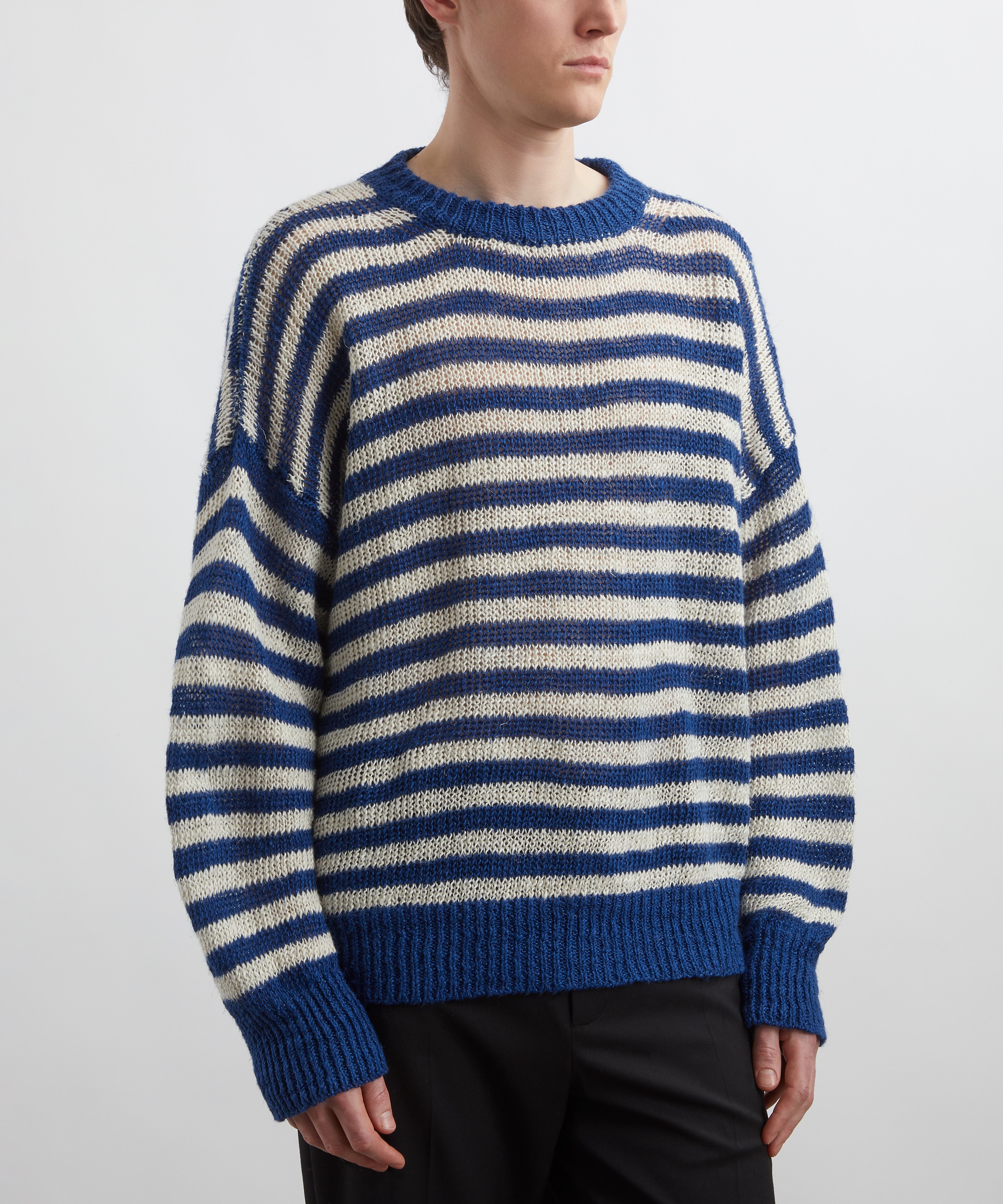 Róhe - Knitted Striped Linen Crew Neck Jumper image number 2