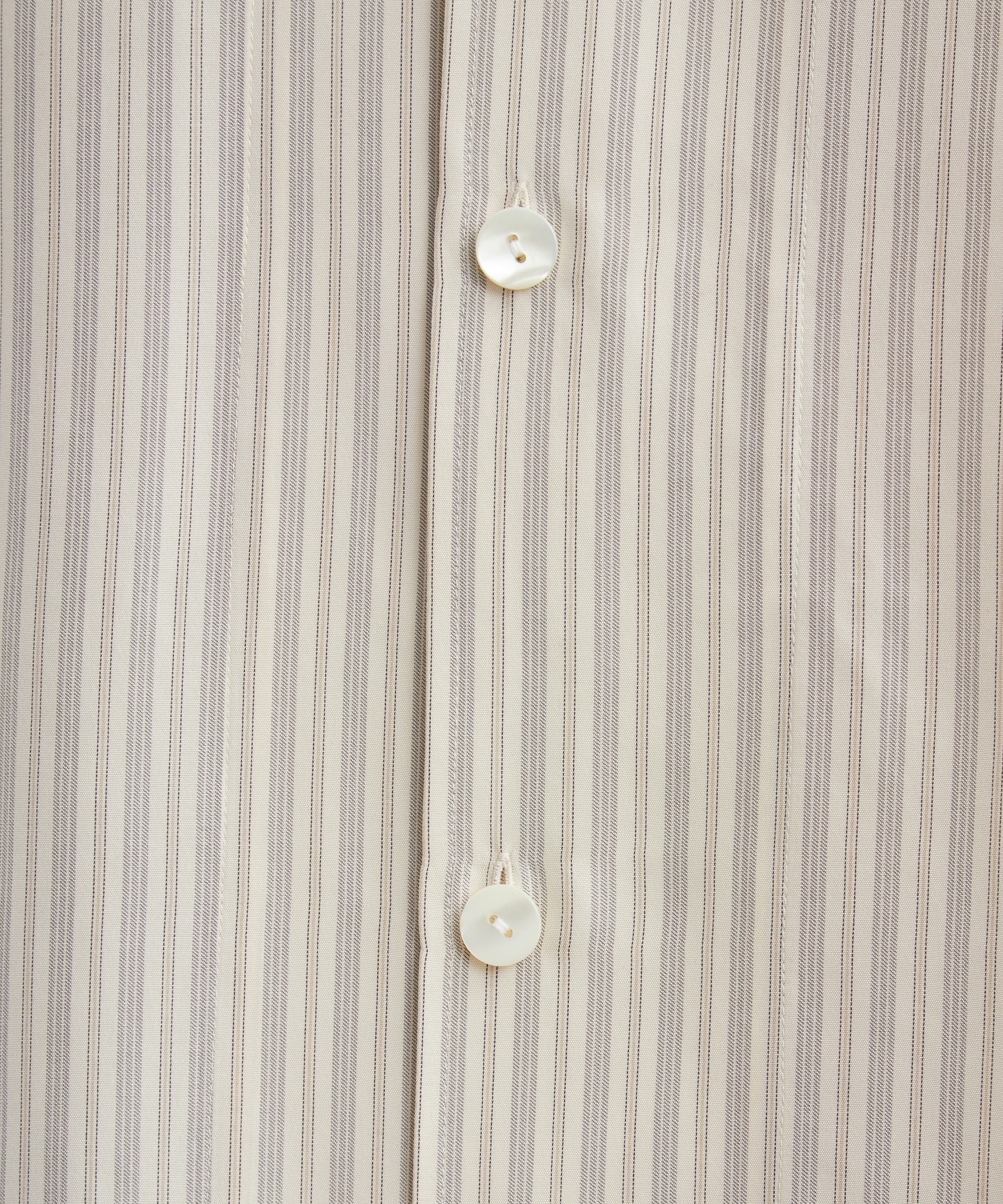 Róhe - Cream Heritage Stripe Camp Collar Silk Shirt image number 4