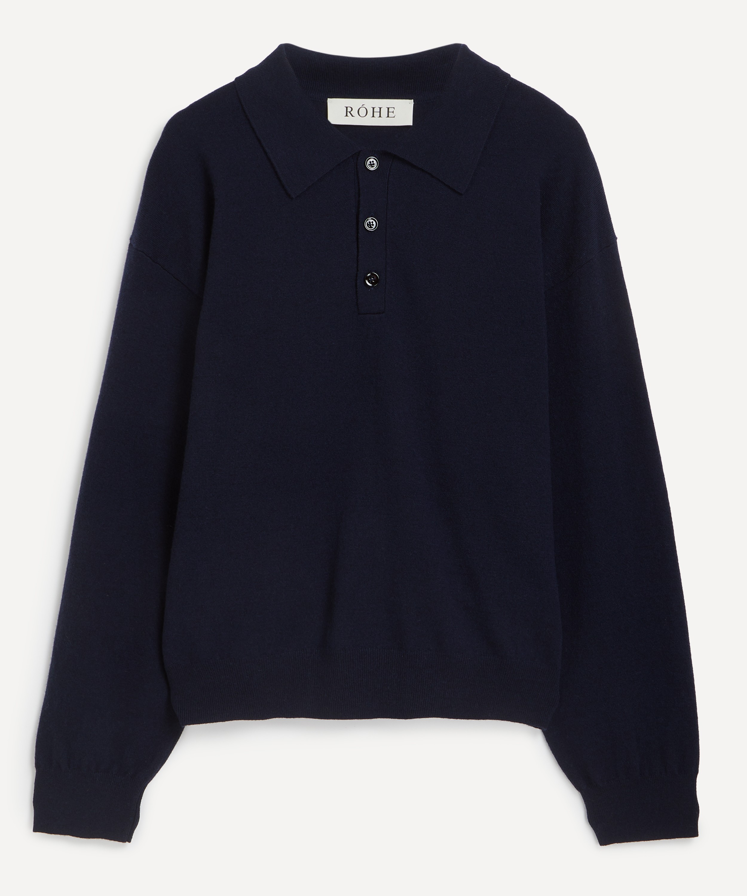 Róhe - Knitted Wool-Cashmere Long Sleeve Polo Shirt