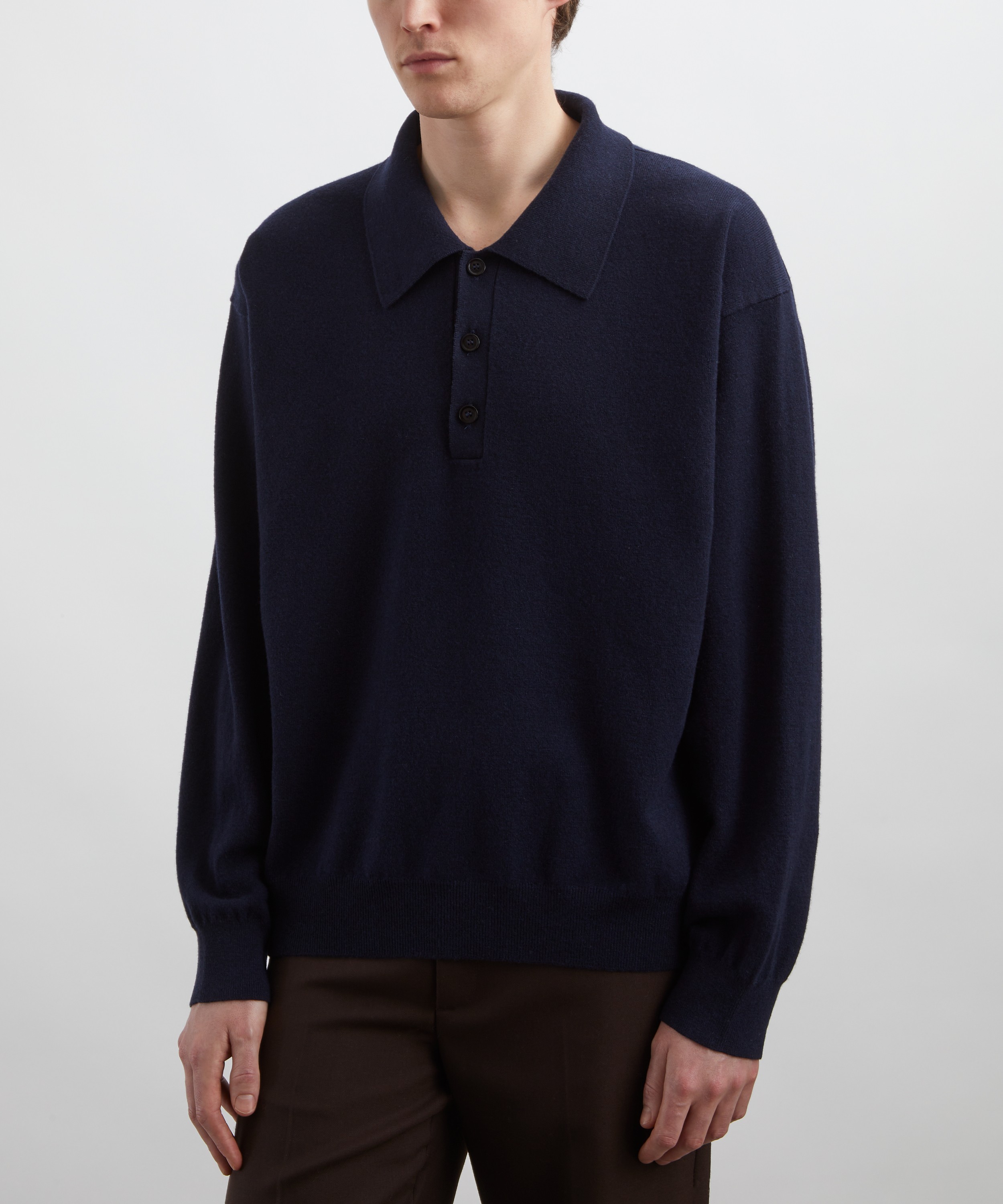 Róhe - Knitted Wool-Cashmere Long Sleeve Polo Shirt image number 2