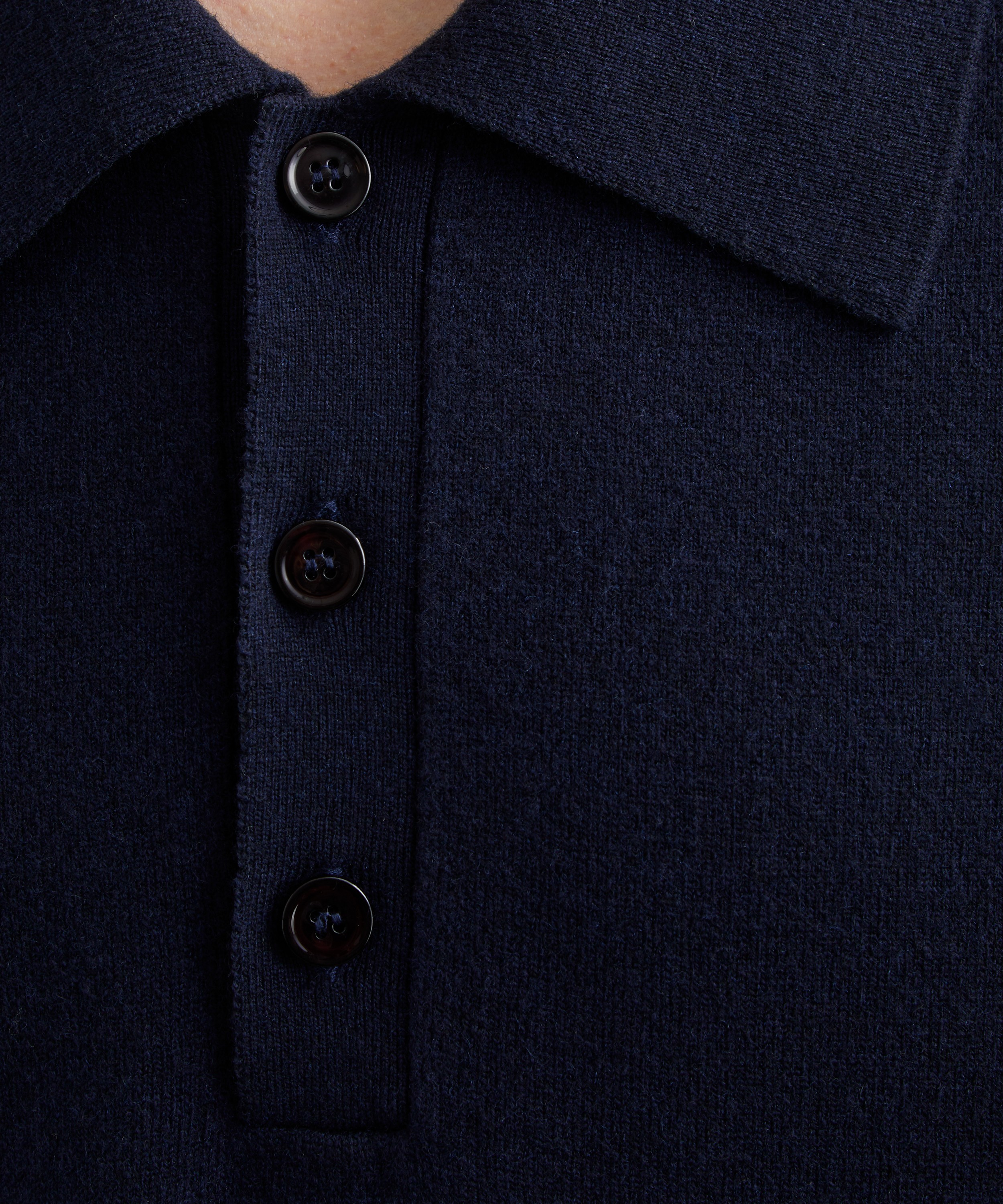 Róhe - Knitted Wool-Cashmere Long Sleeve Polo Shirt image number 4