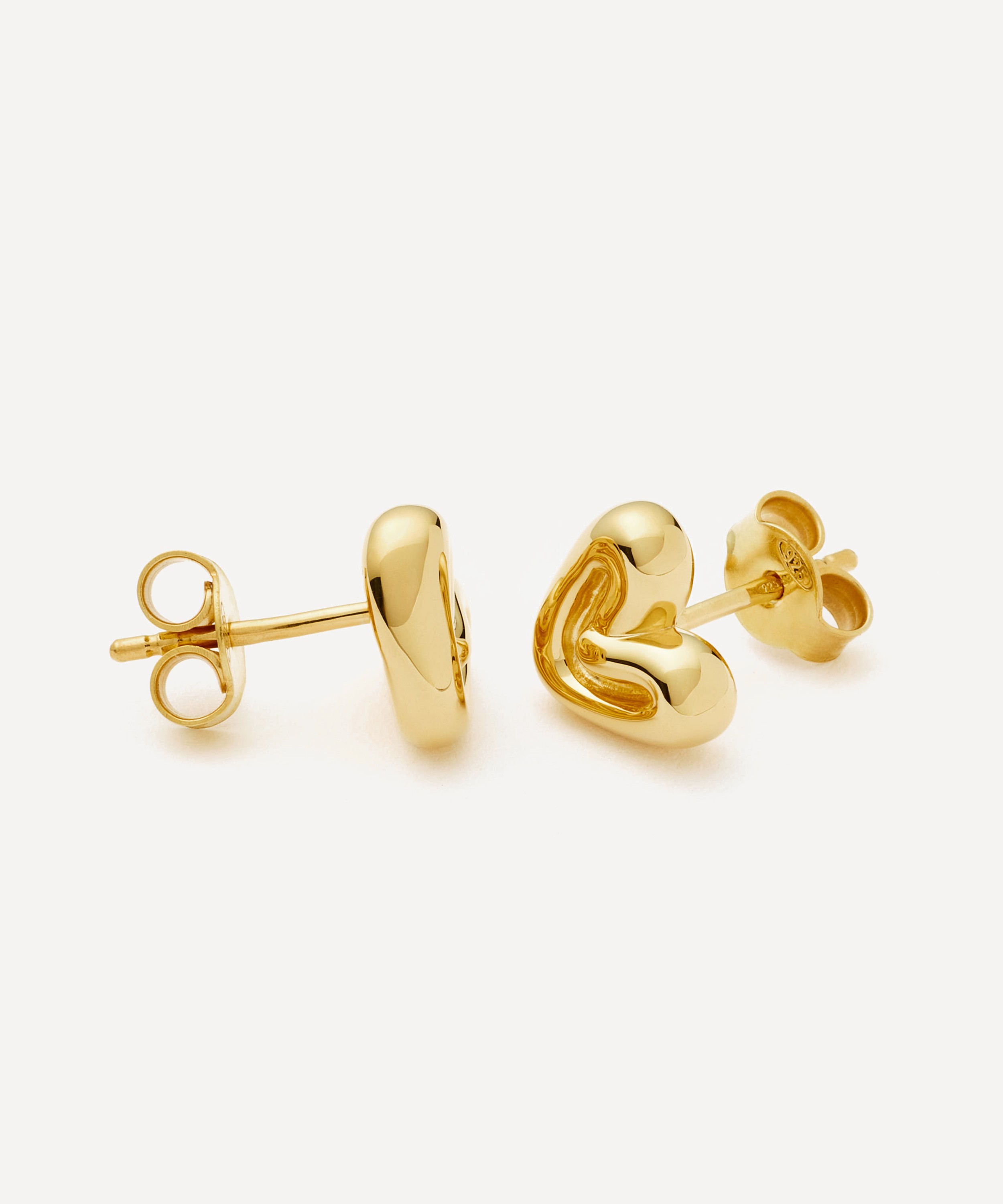 Missoma - 18ct Gold-Plated Vermeil Silver Puffy Heart Mini Stud Earrings image number 2