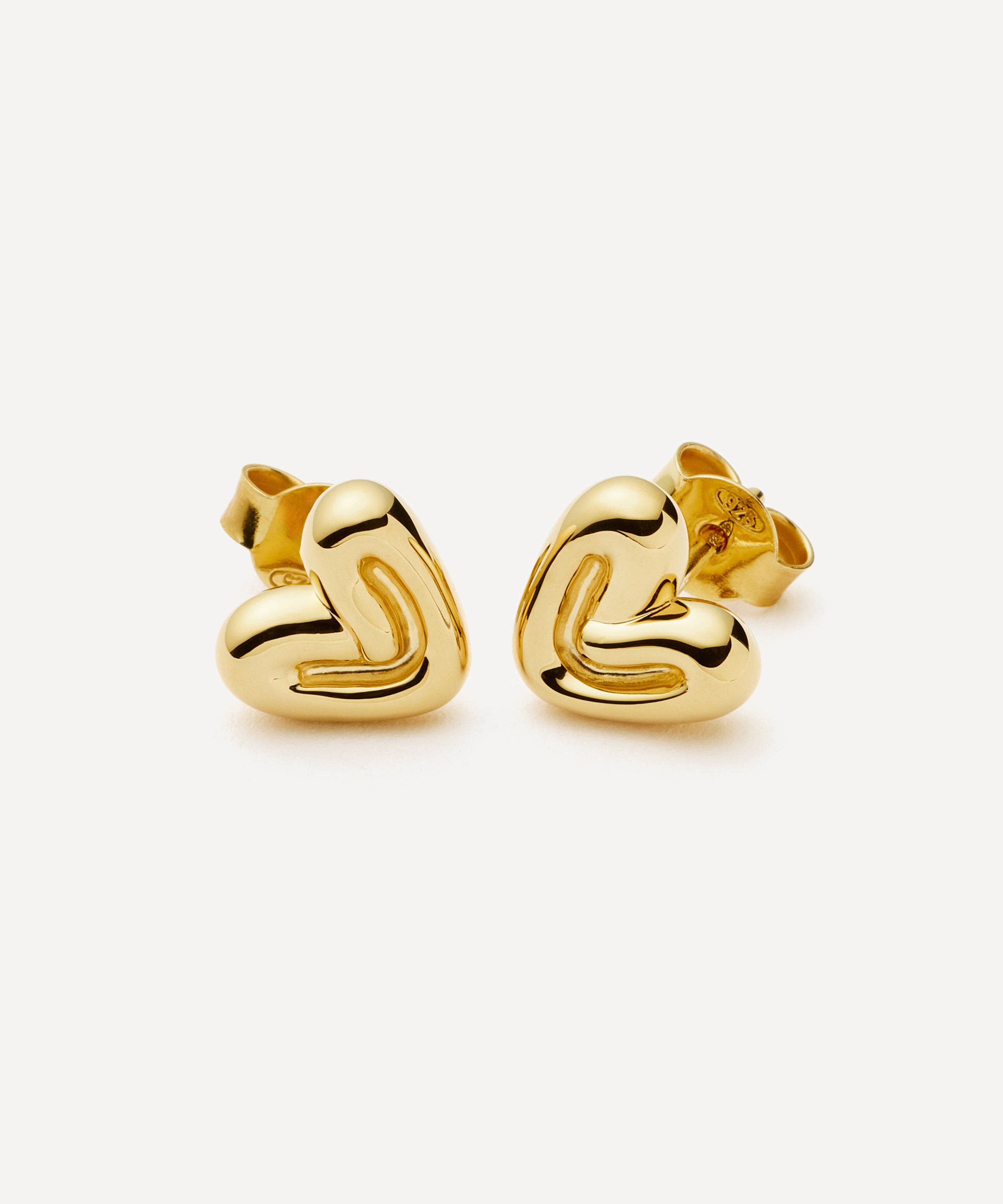 Missoma - 18ct Gold-Plated Vermeil Silver Puffy Heart Mini Stud Earrings image number 3