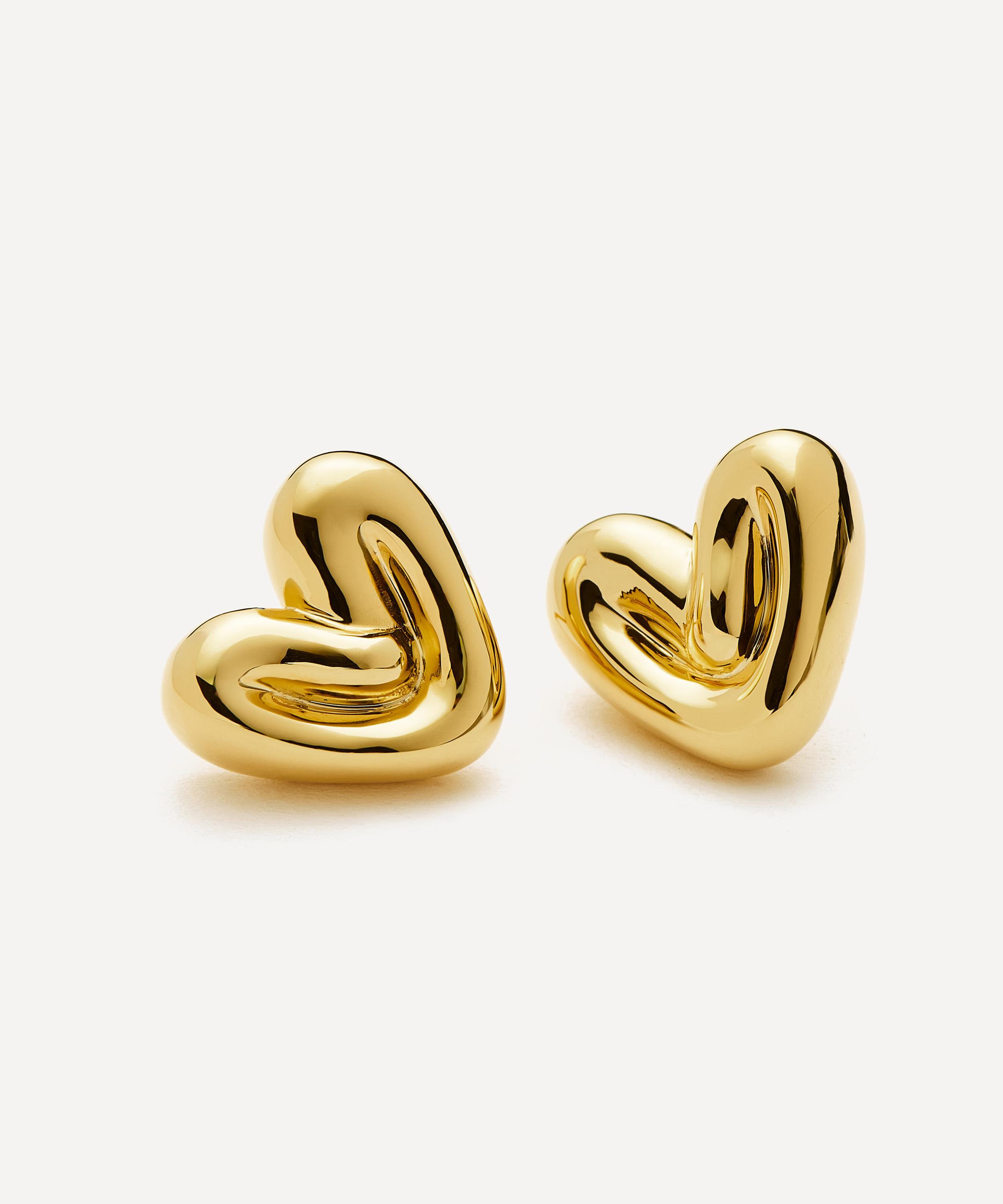 Missoma - 18ct Gold-Plated Puffy Heart Stud Earrings image number 2