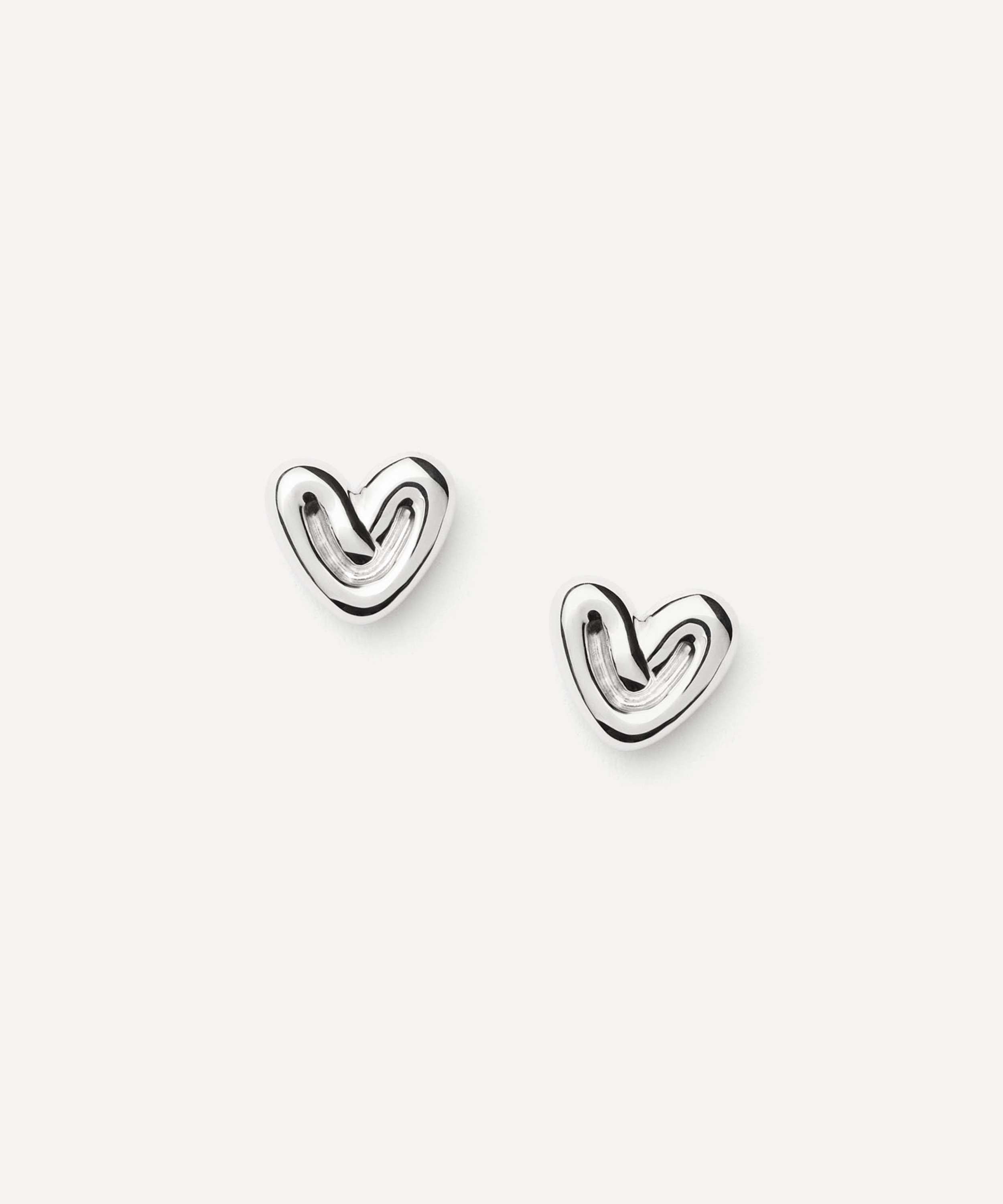 Missoma - Rhodium-Plated Puffy Heart Mini Stud Earrings