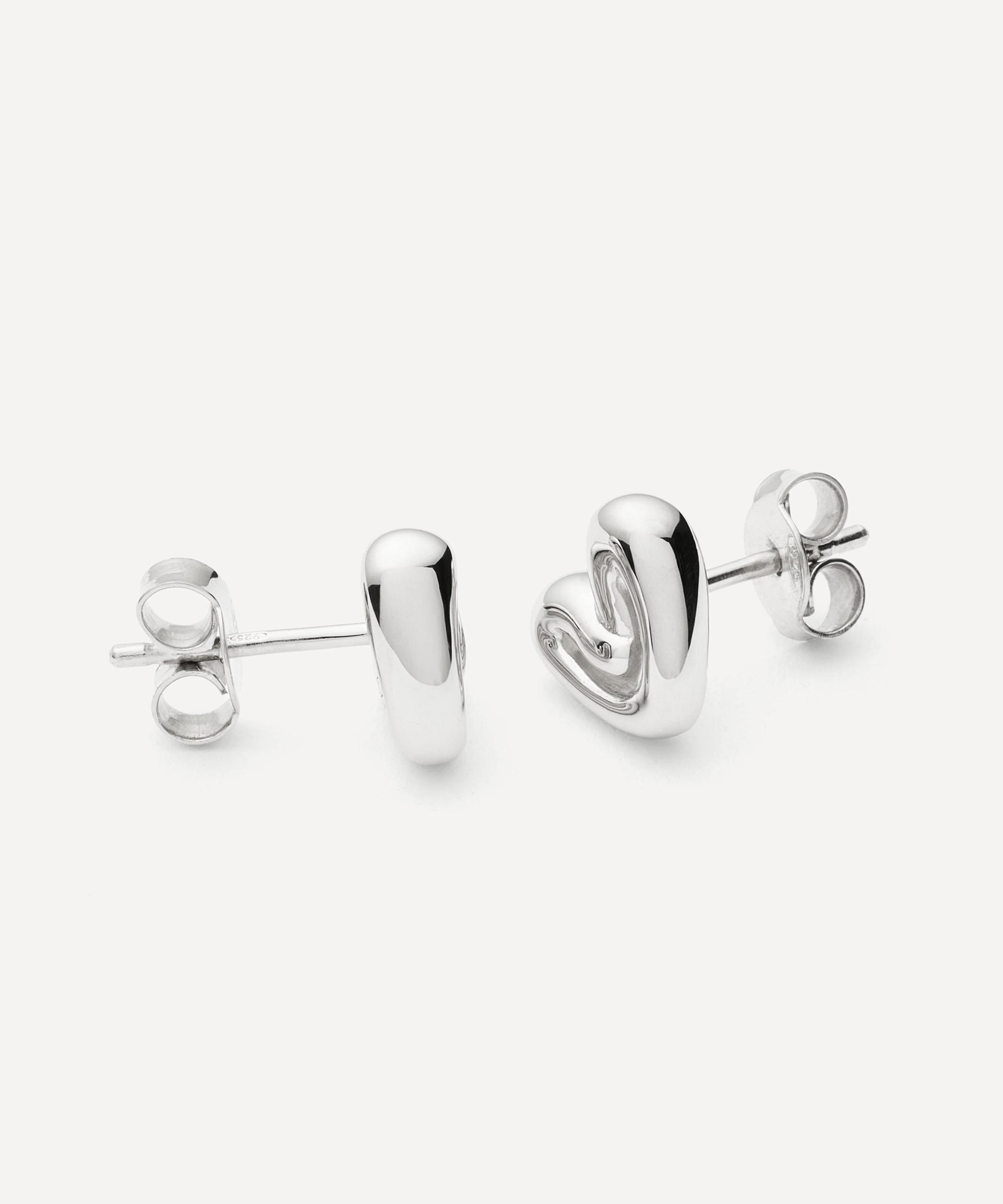 Missoma - Rhodium-Plated Puffy Heart Mini Stud Earrings image number 2