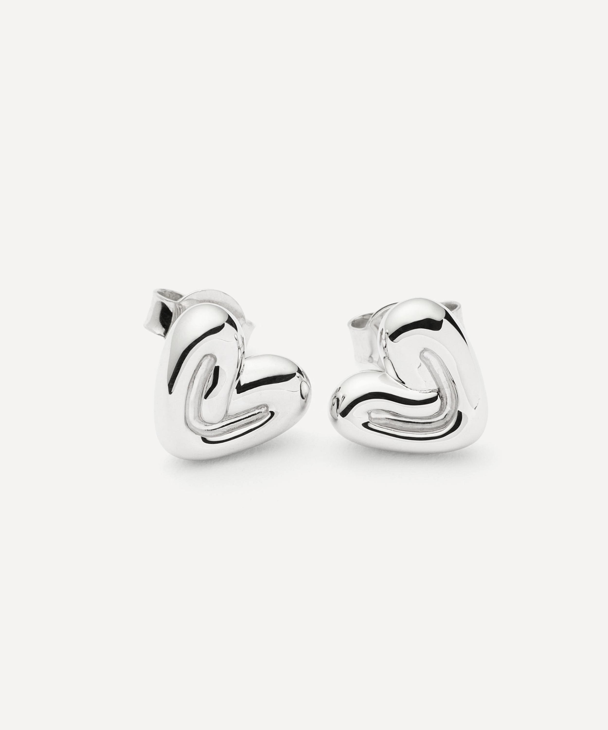 Missoma - Rhodium-Plated Puffy Heart Mini Stud Earrings image number 3