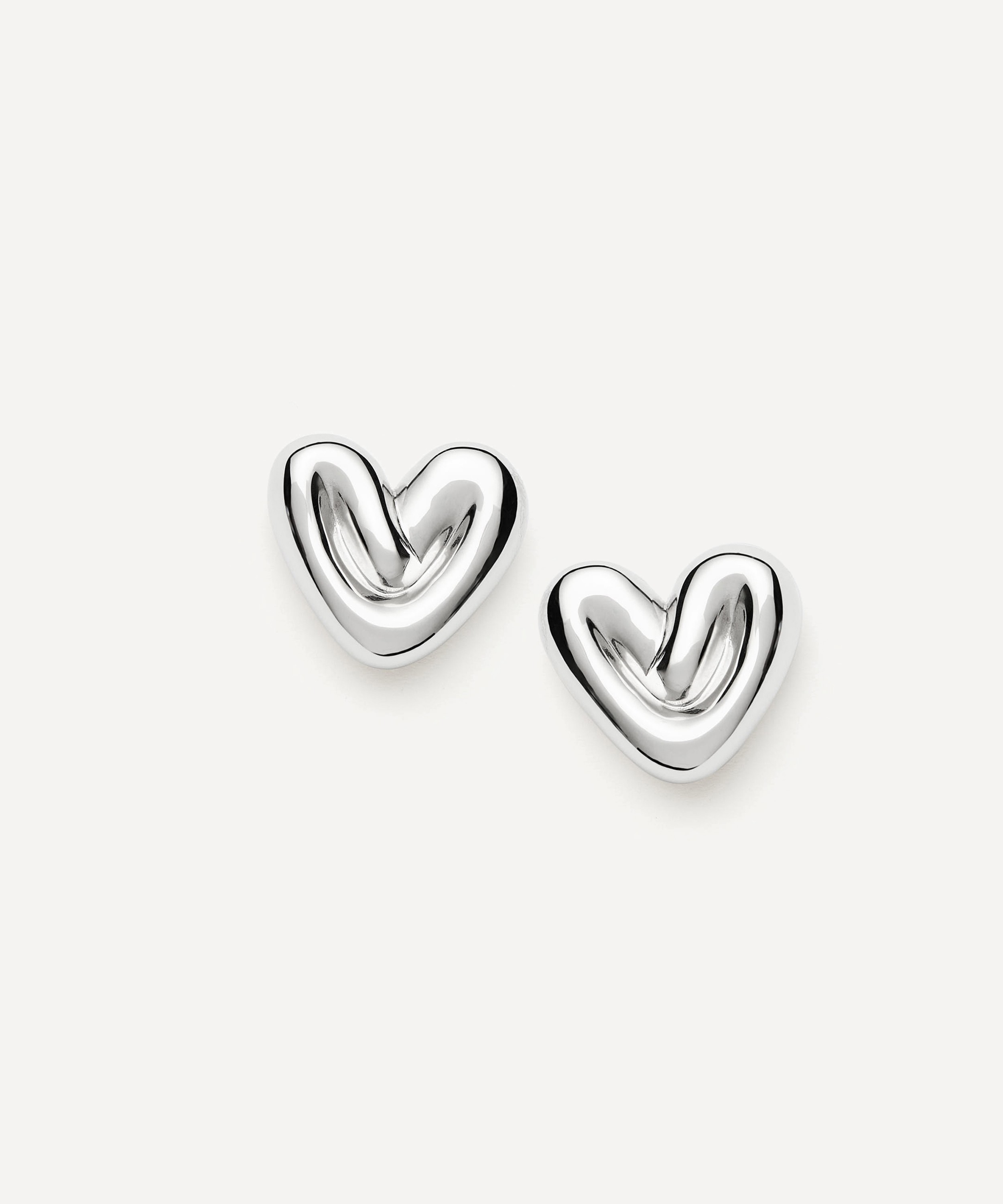 Missoma - Rhodium-Plated Puffy Heart Stud Earrings