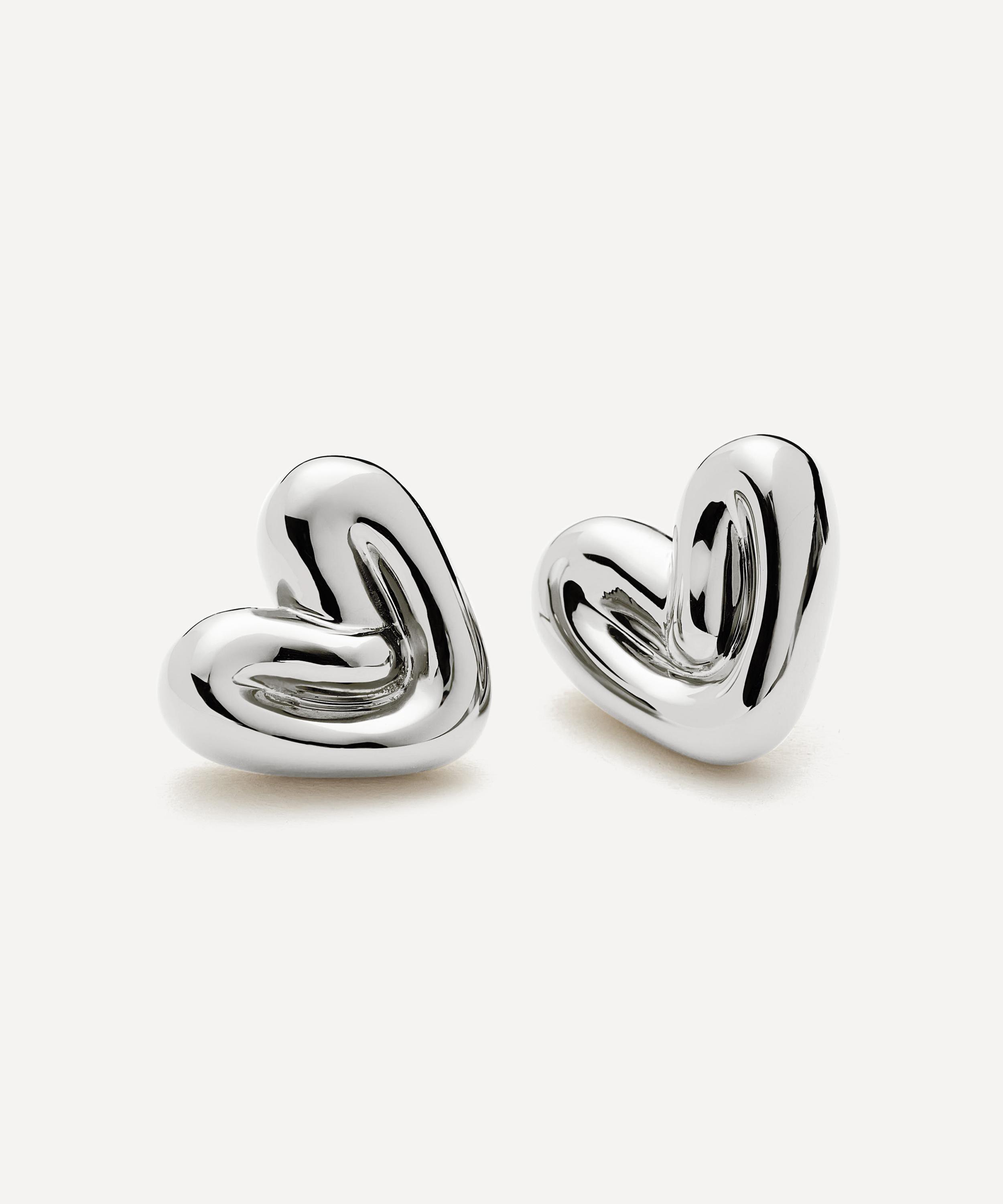 Missoma - Rhodium-Plated Puffy Heart Stud Earrings image number 2