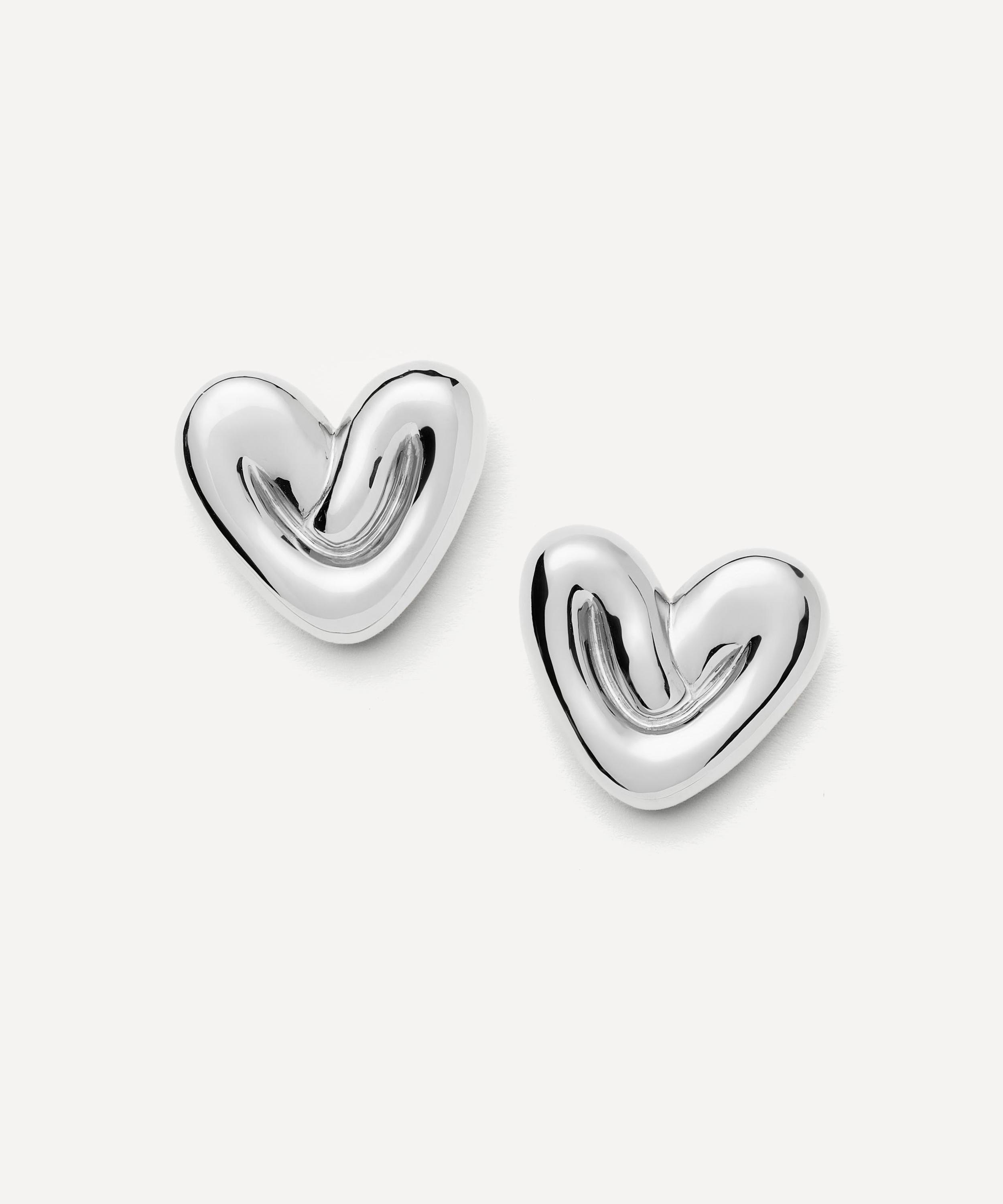 Missoma - Rhodium-Plated Puffy Heart Oversized Stud Earrings image number 0