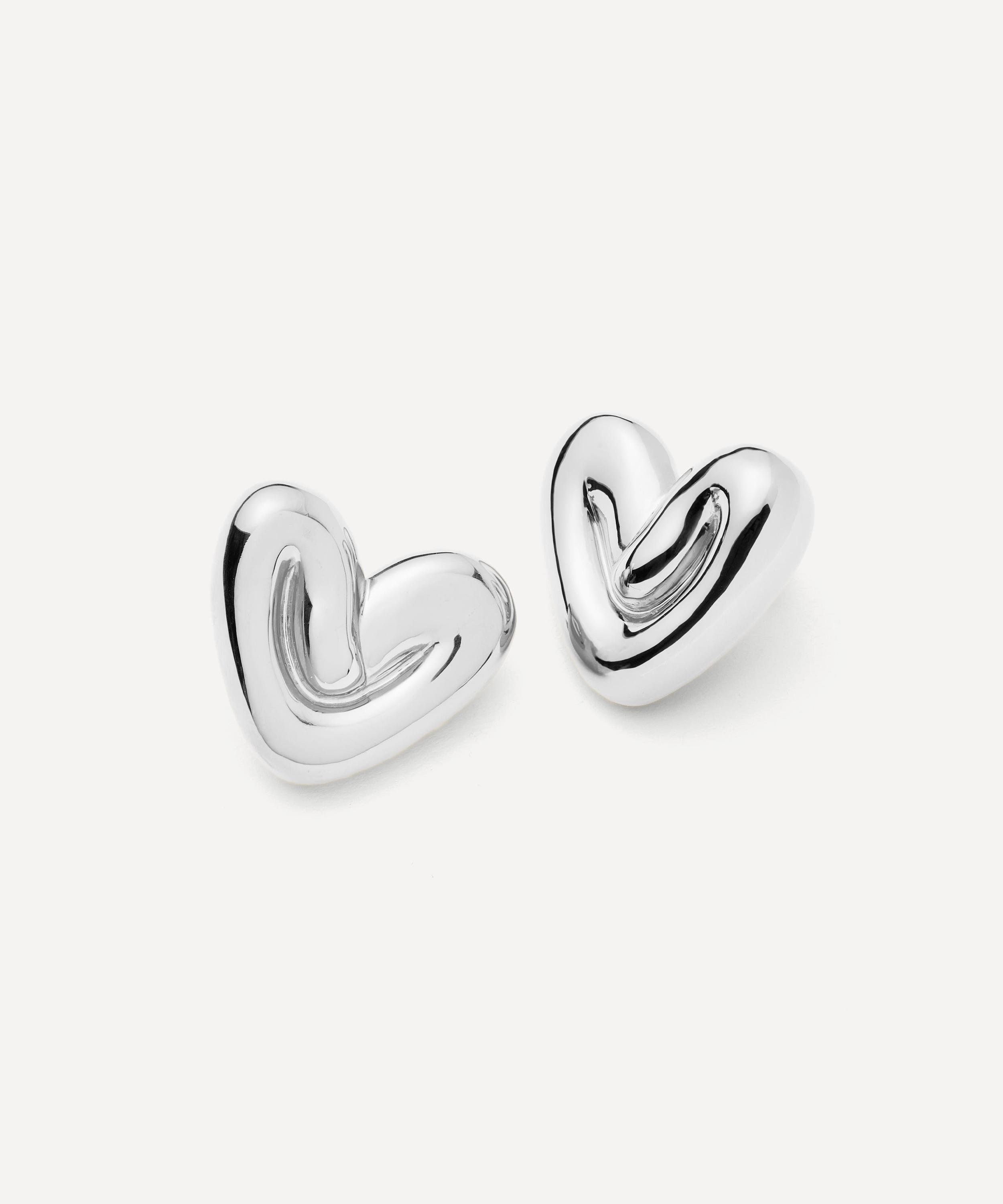 Missoma - Rhodium-Plated Puffy Heart Oversized Stud Earrings image number 1