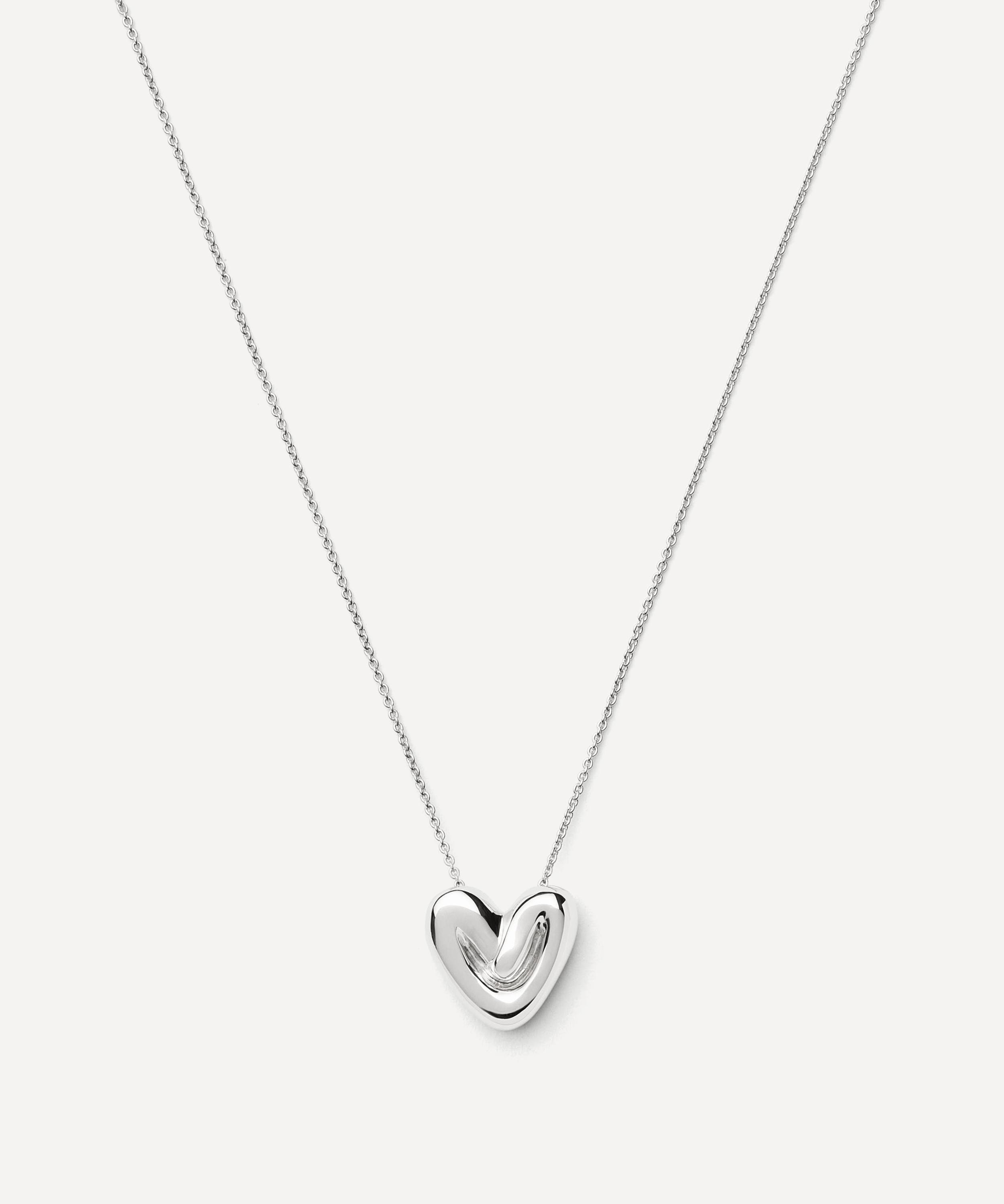 Missoma - Rhodium-Plated Puffy Heart Pendant Necklace image number 0