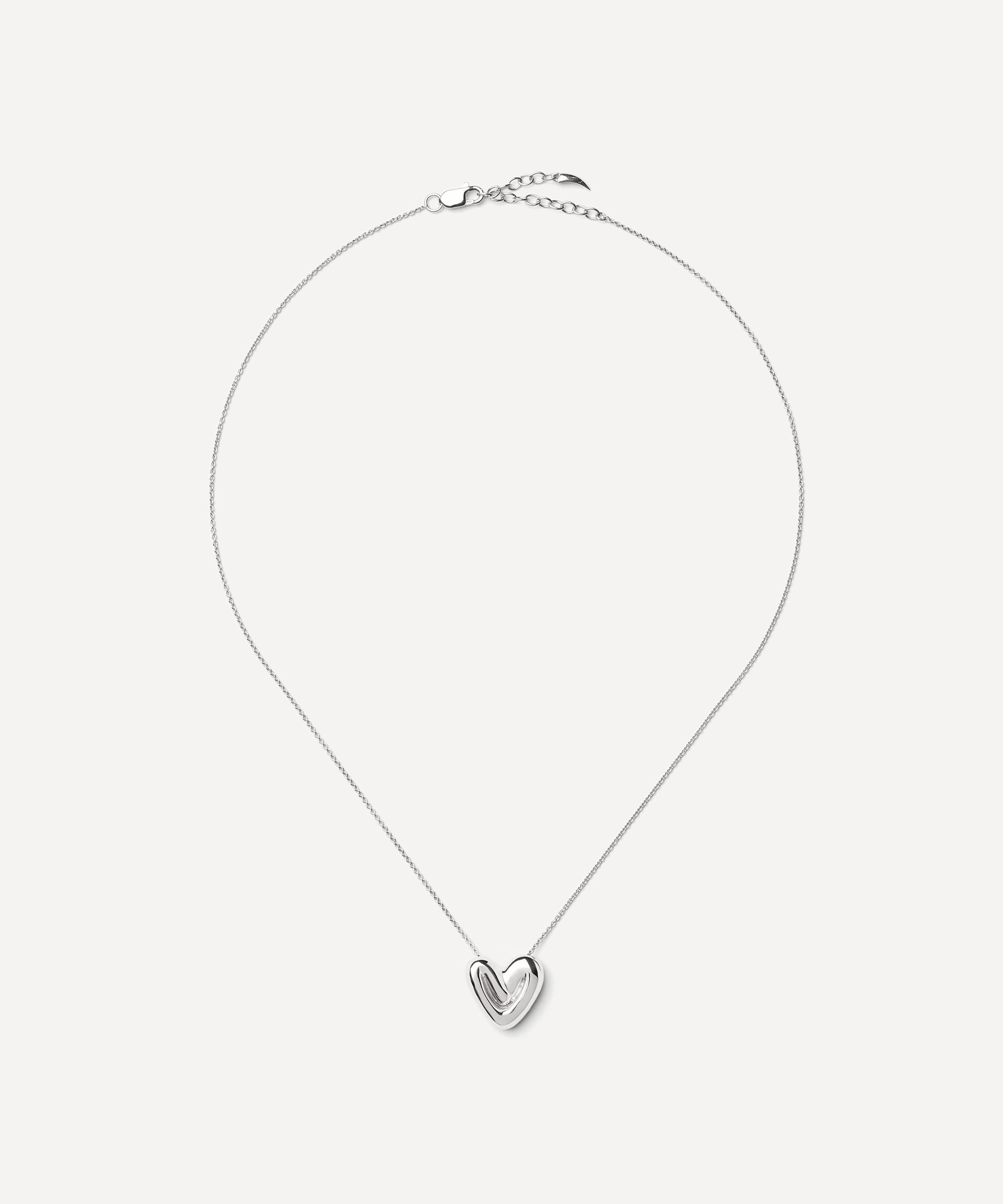 Missoma - Rhodium-Plated Puffy Heart Pendant Necklace image number 2