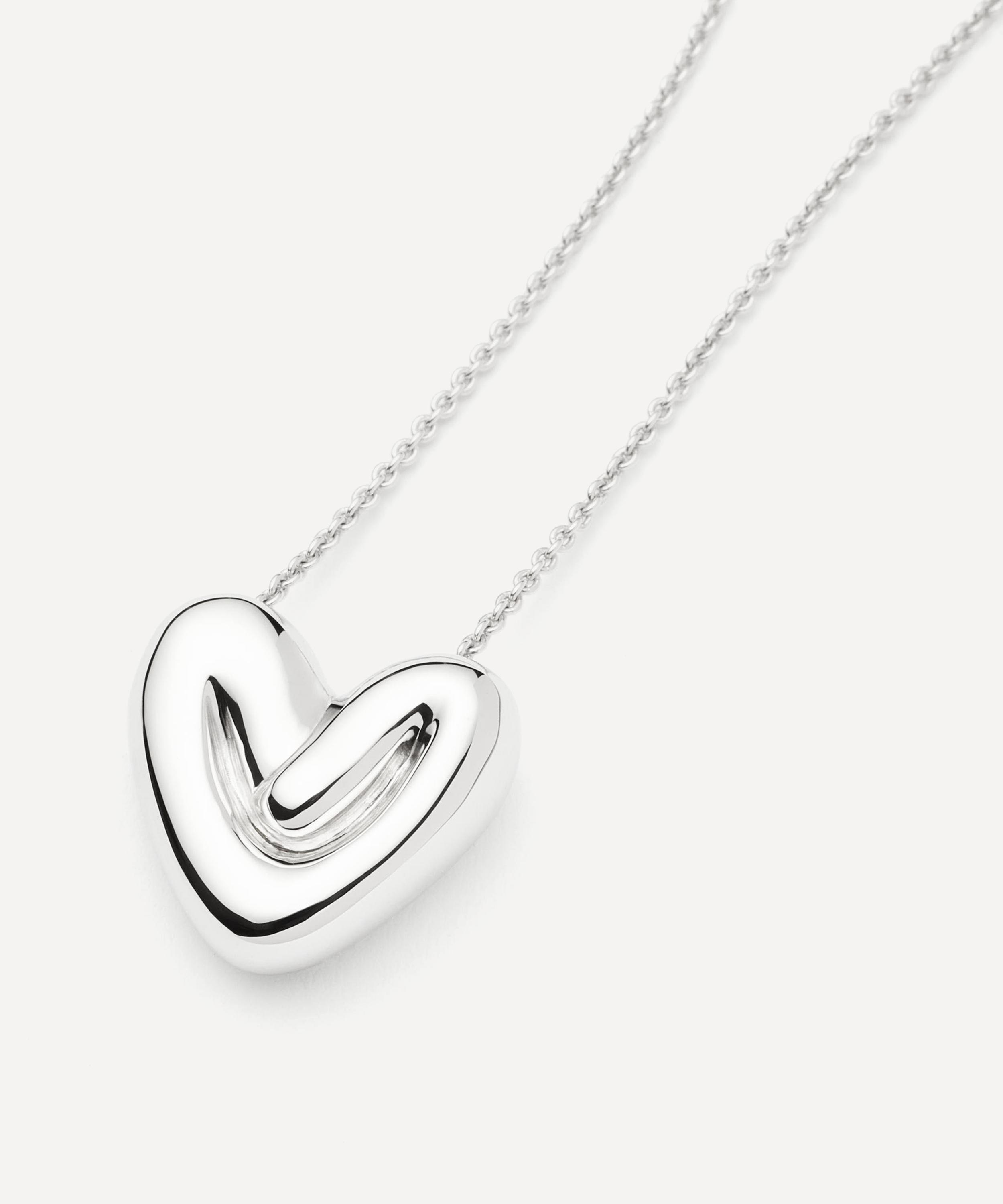 Missoma - Rhodium-Plated Puffy Heart Pendant Necklace image number 3