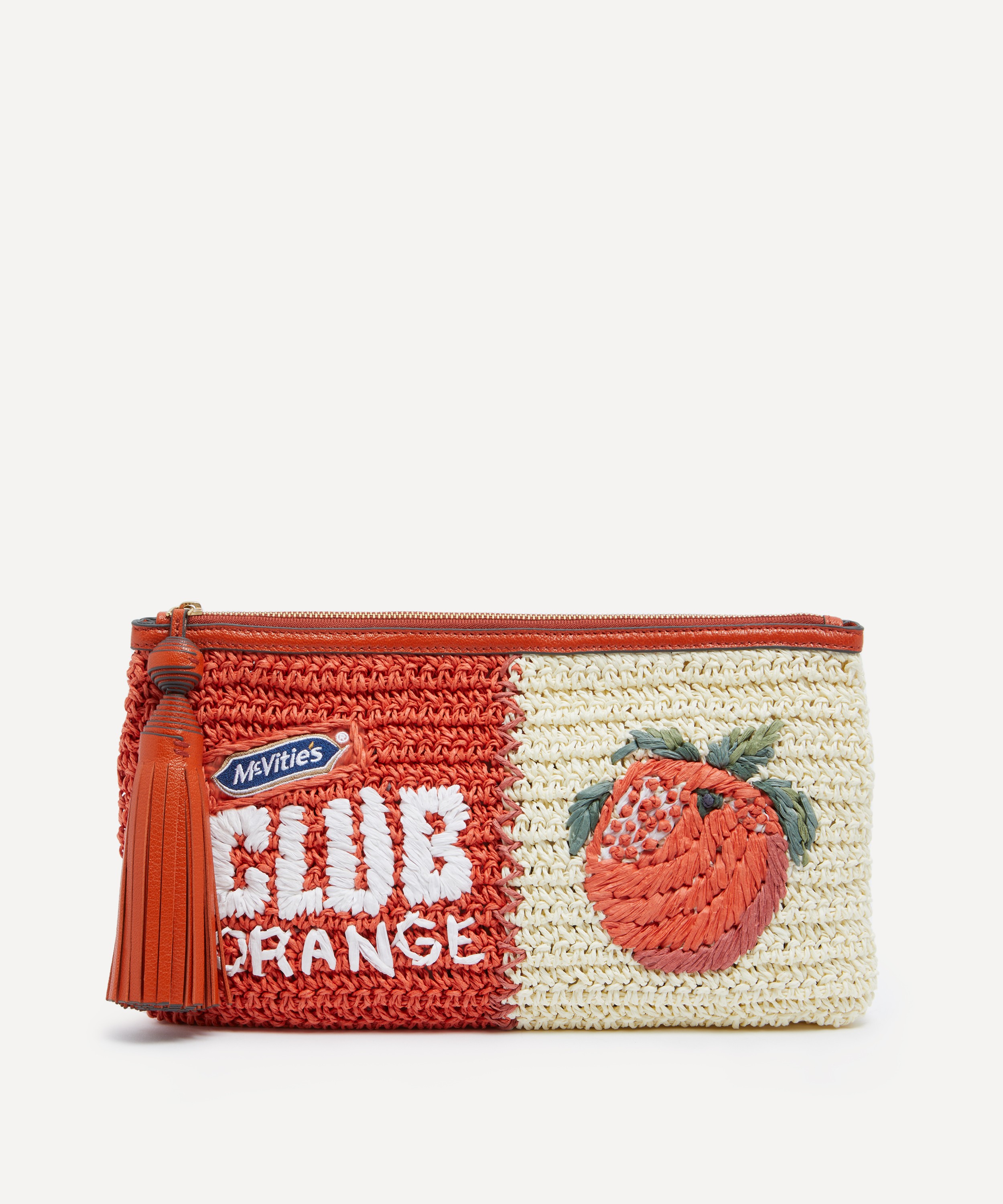 Anya Hindmarch - Anya Brands Club Orange Raffia Pochette Bag image number 0