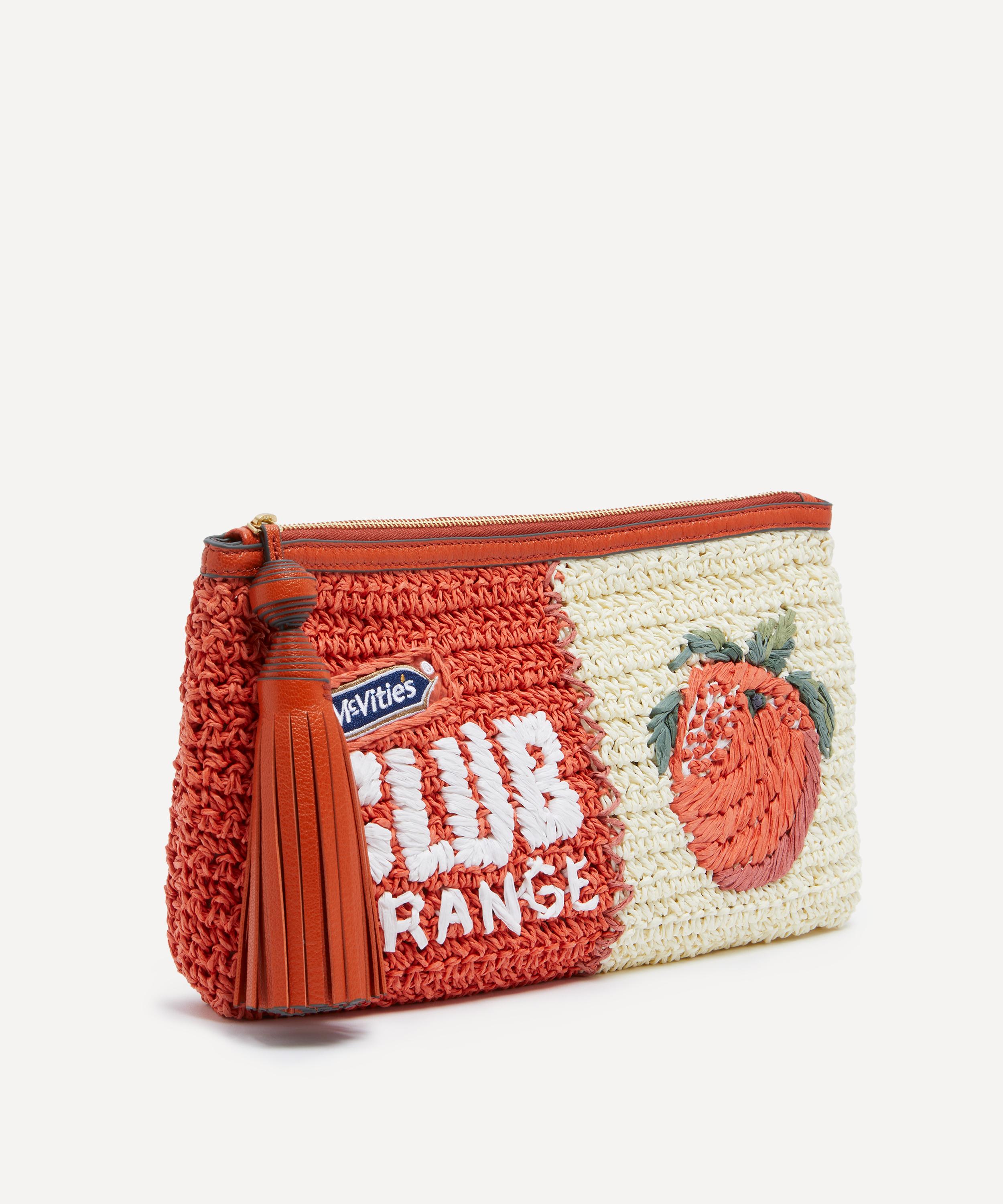 Anya Hindmarch - Anya Brands Club Orange Raffia Pochette Bag image number 1