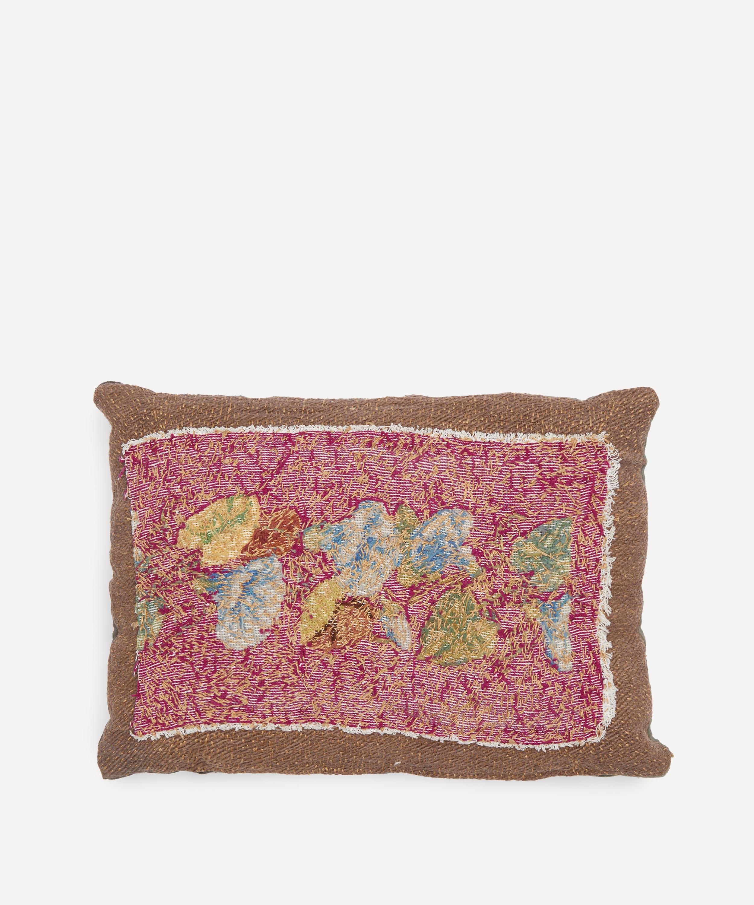 By Walid - 19th-Century Needlepoint Ruby Leaf French Cushion 645 image number 0