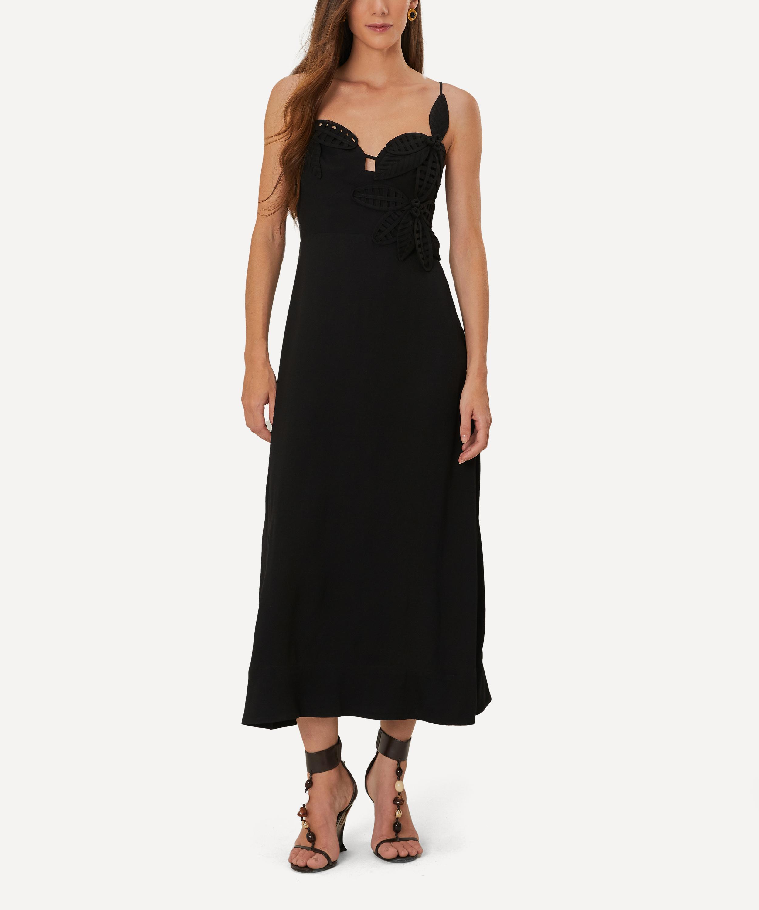 FARM Rio - Black Flowered Bust Midi Dress image number 1