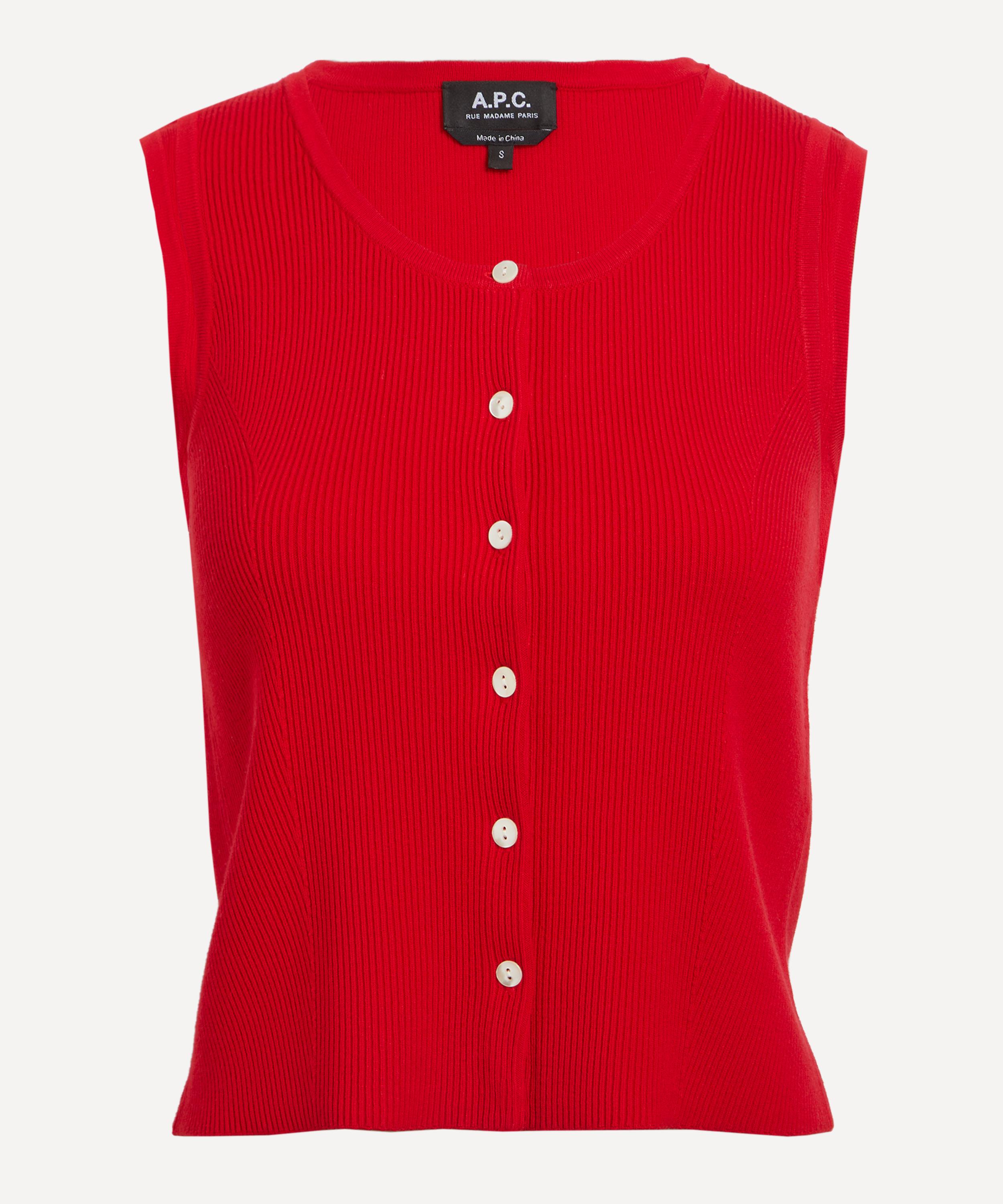 A.P.C. - Red Knitted Tank-Top image number 0