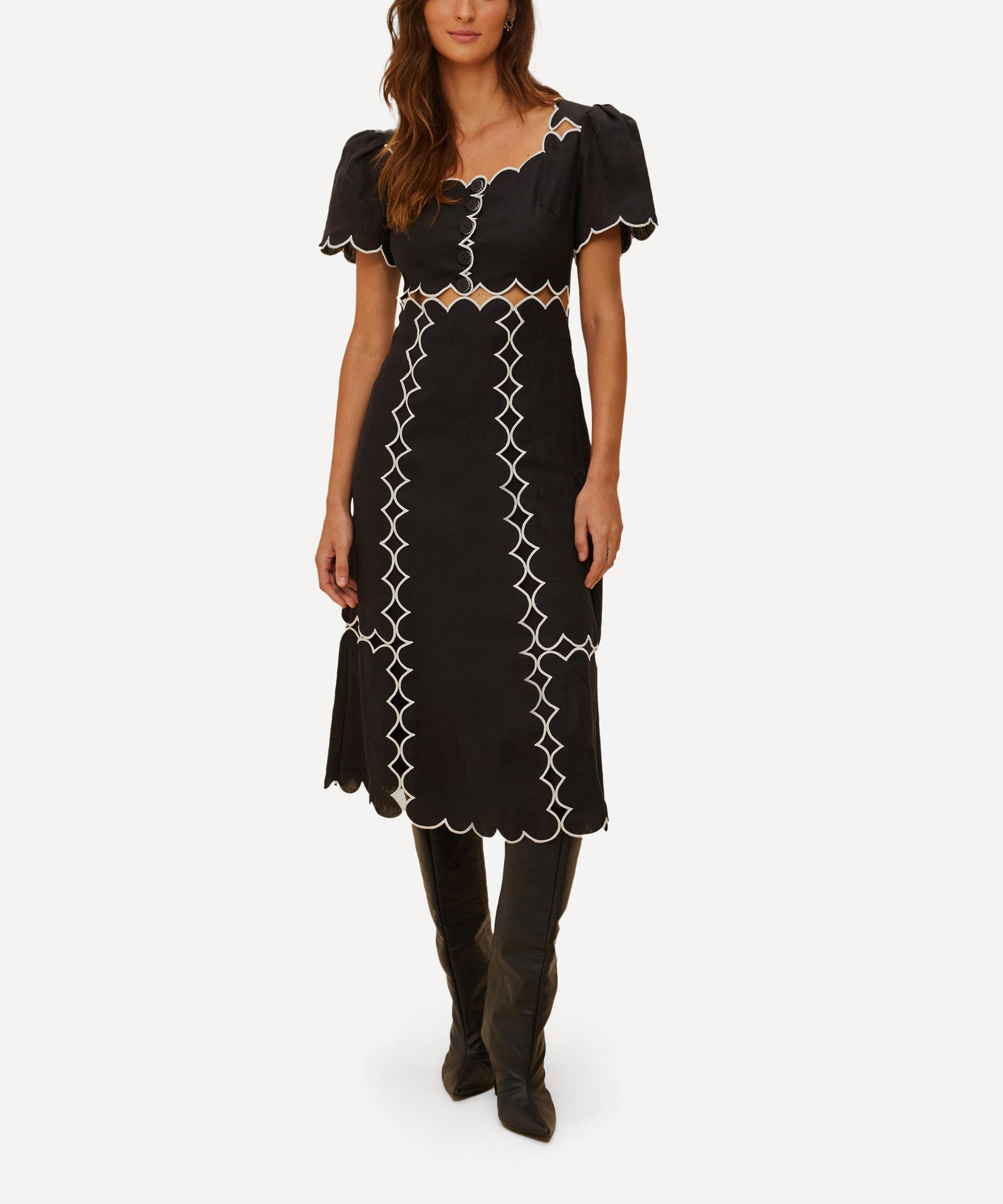 FARM Rio - Black Short Sleeve Midi Dress image number 0