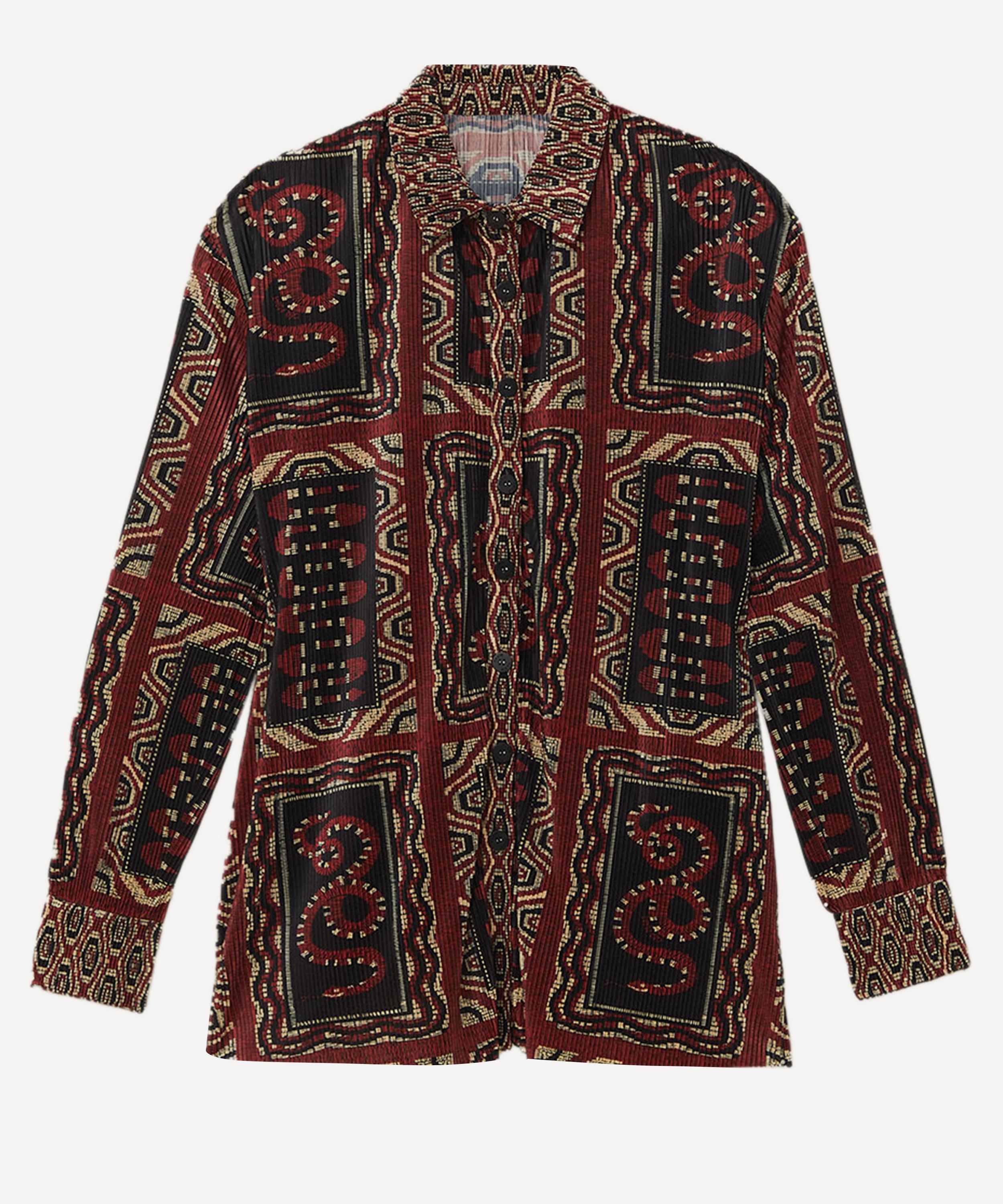 FARM Rio - Black Snake Scarves Pleated Shirt image number 0