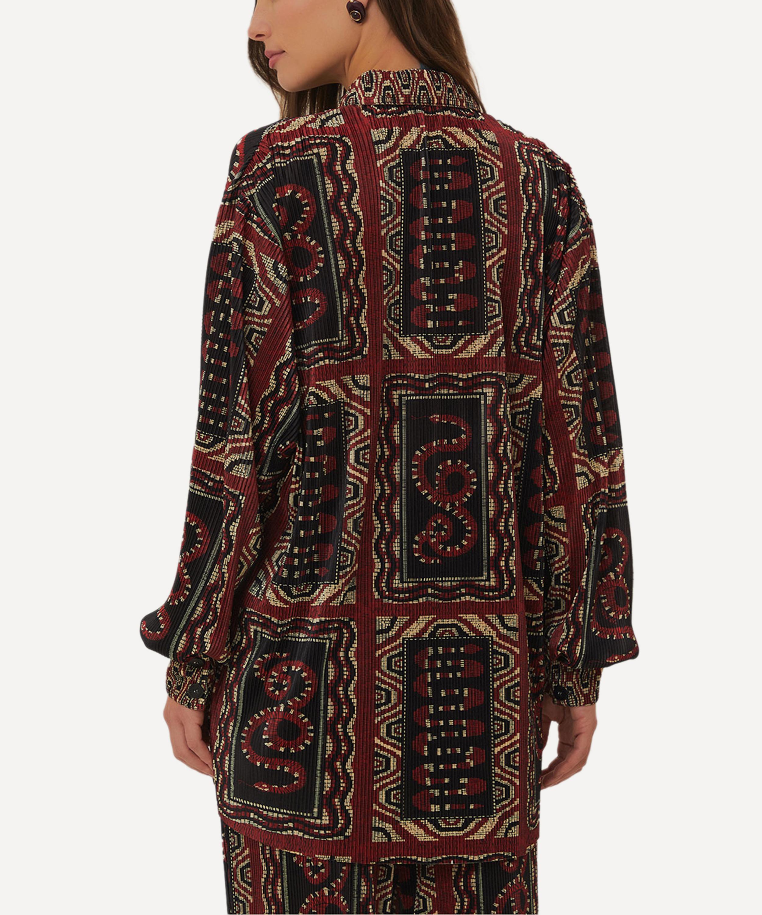 FARM Rio - Black Snake Scarves Pleated Shirt image number 2