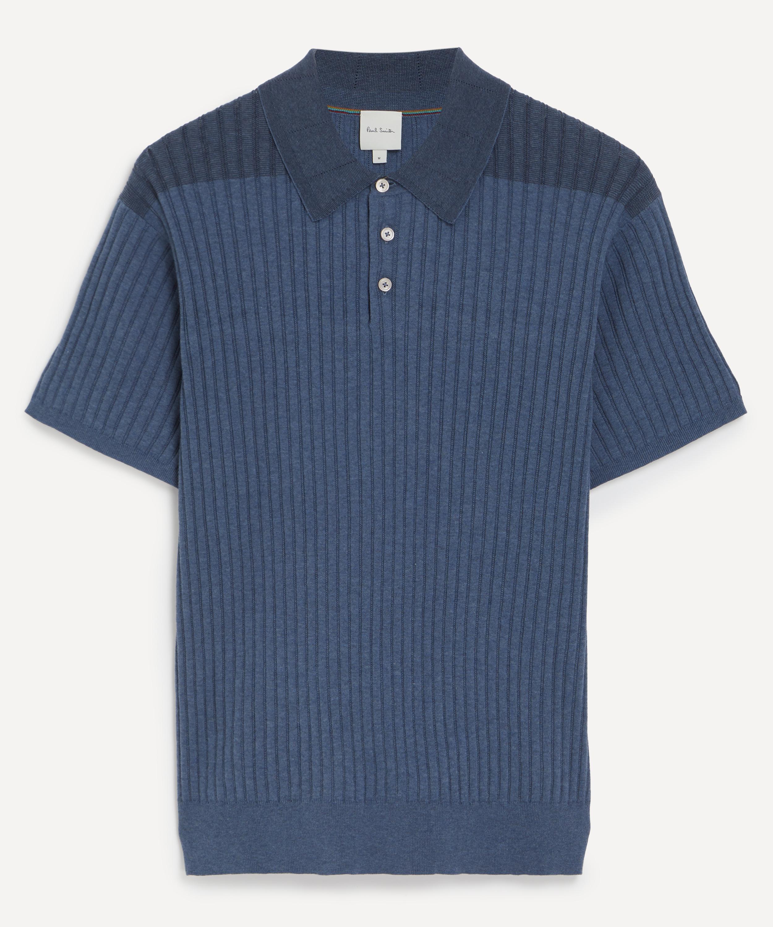 Paul Smith - Blue Rib-Knit Polo Shirt image number 0