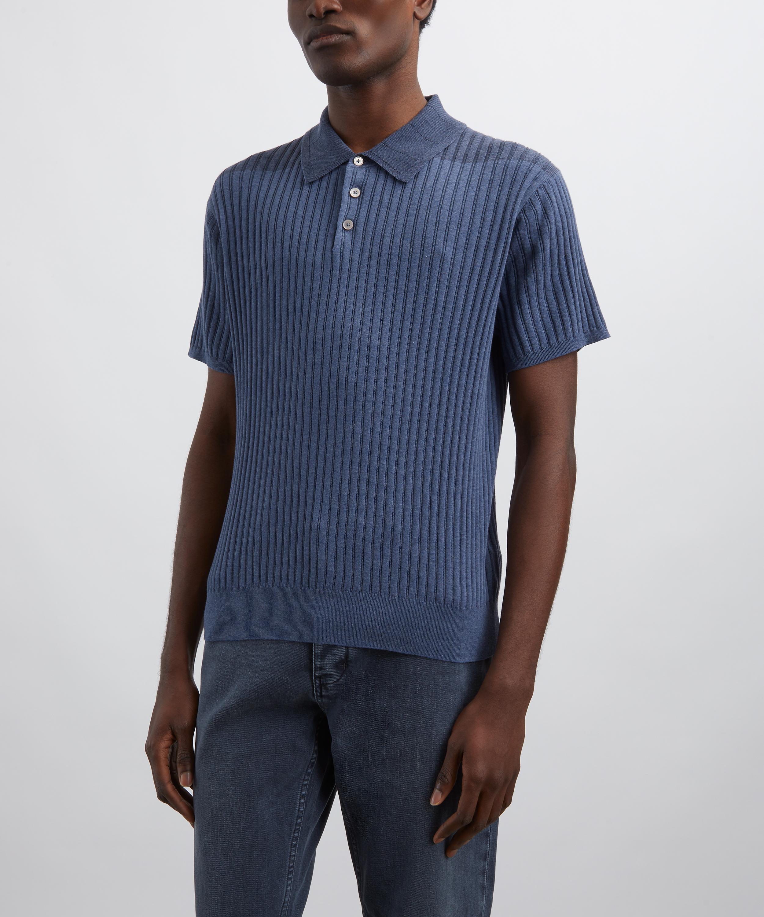 Paul Smith - Blue Rib-Knit Polo Shirt image number 2