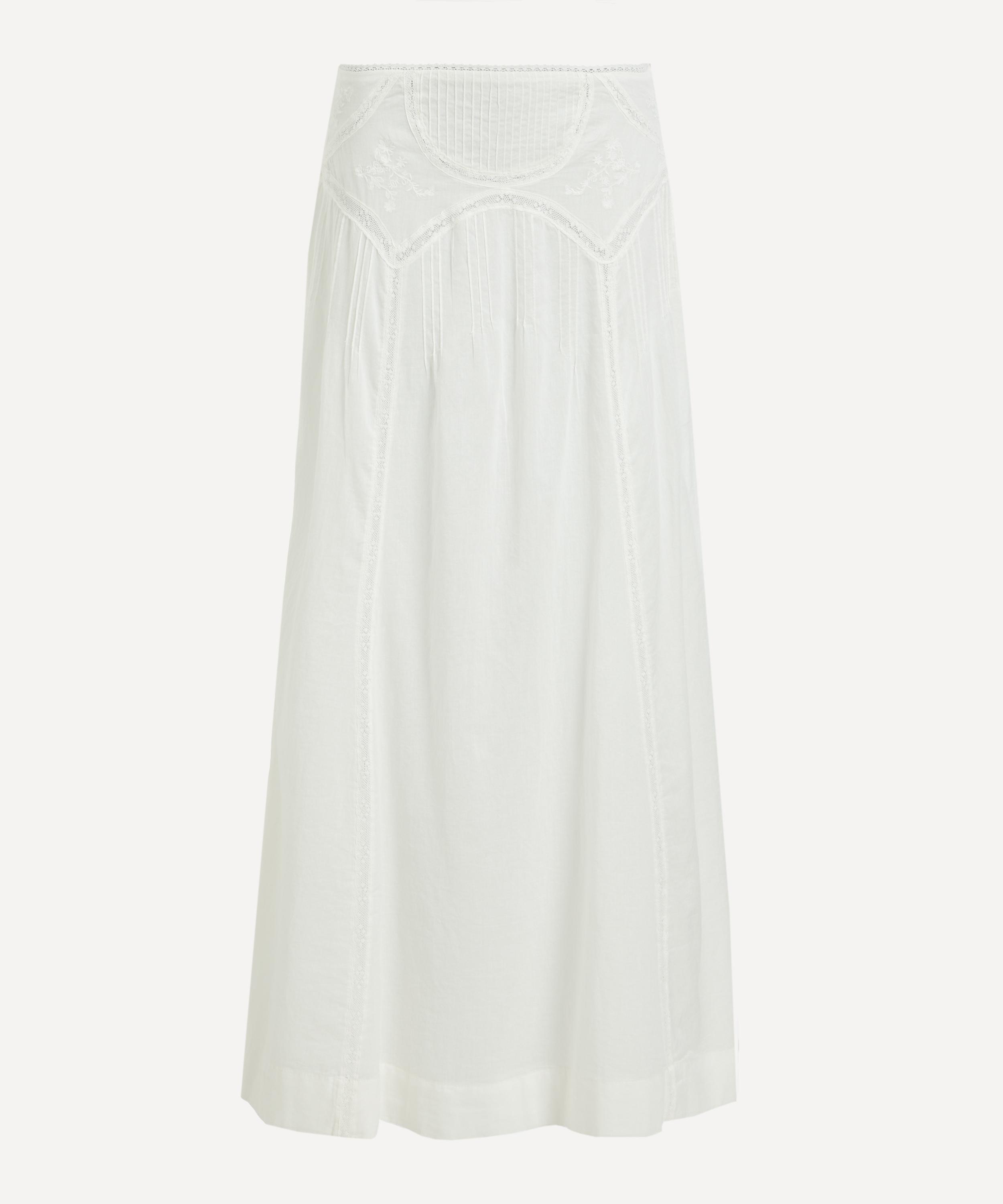 RIXO - Vienne Cotton Embroidered Midi Skirt image number 0