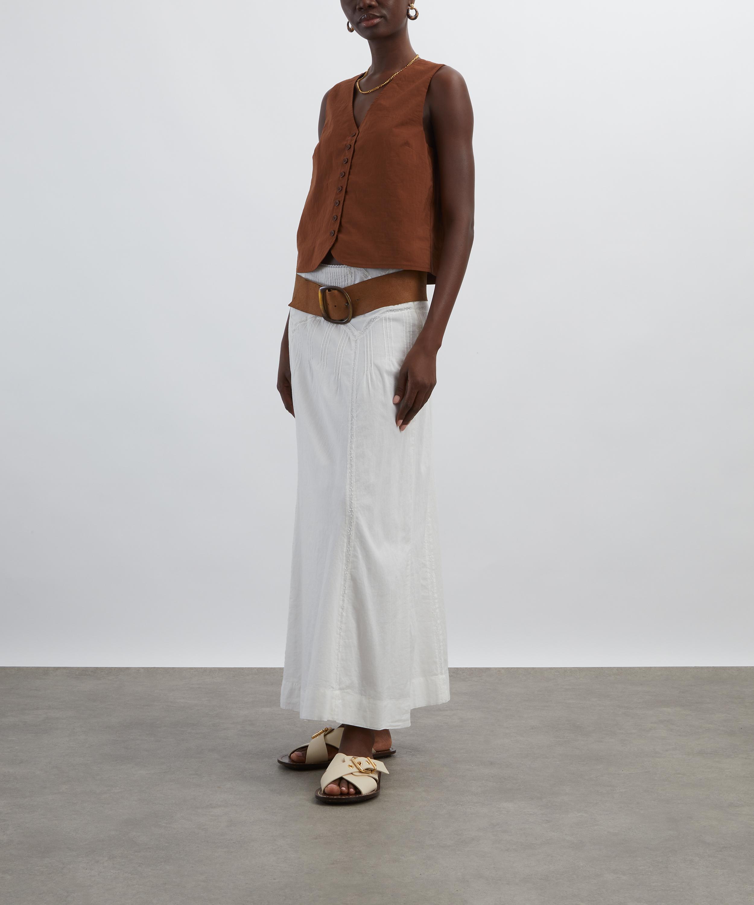 RIXO - Vienne Cotton Embroidered Midi Skirt image number 1
