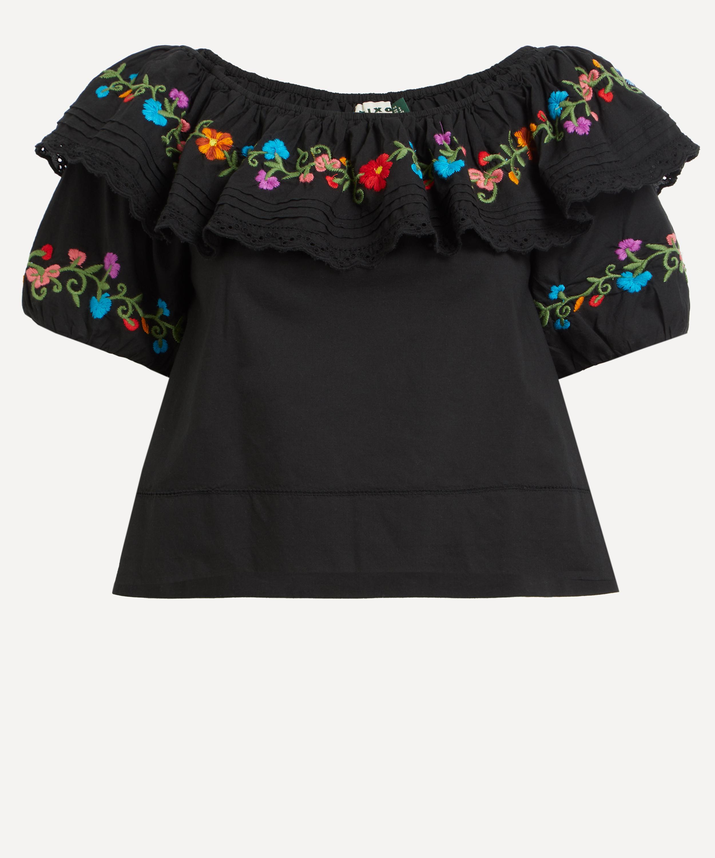 RIXO - Lisette Ombre Floral Embroidered Top image number 0