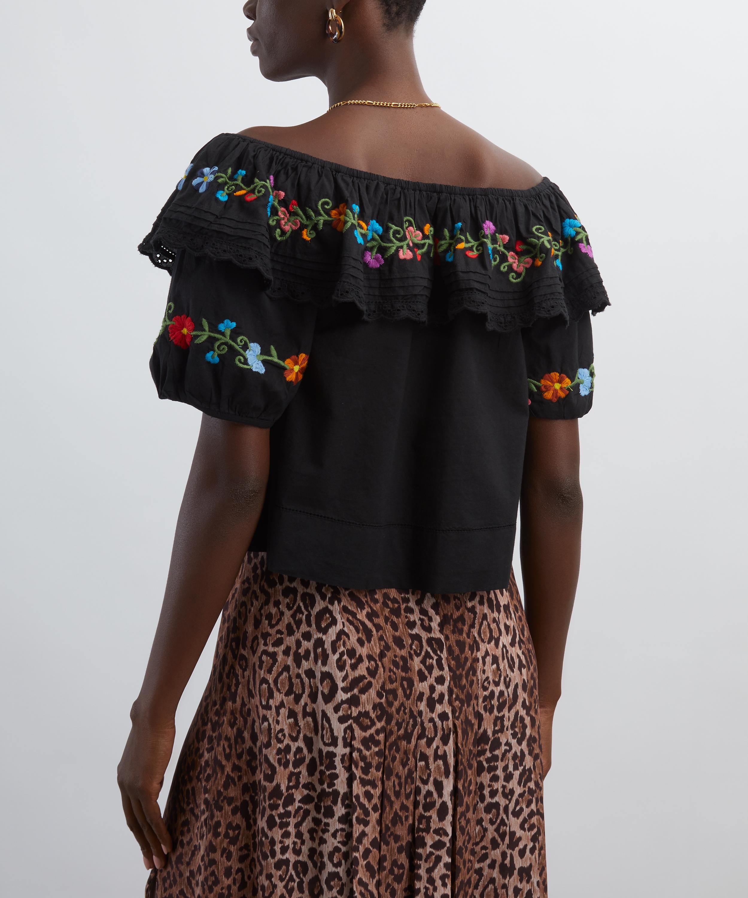RIXO - Lisette Ombre Floral Embroidered Top image number 3