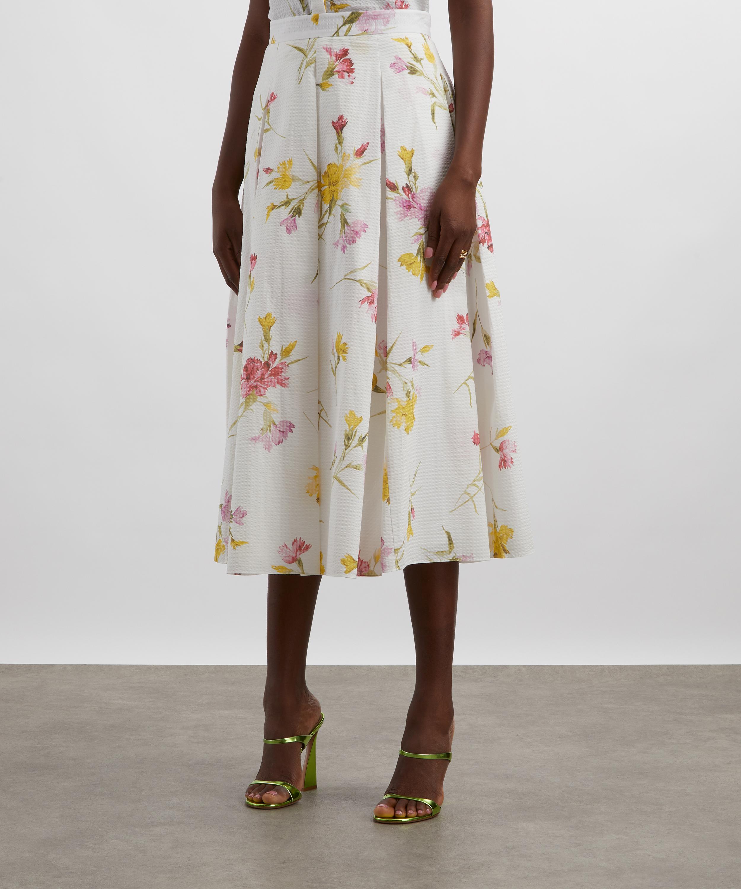 Erdem - Pleated Carnation Print Midi Skirt image number 2