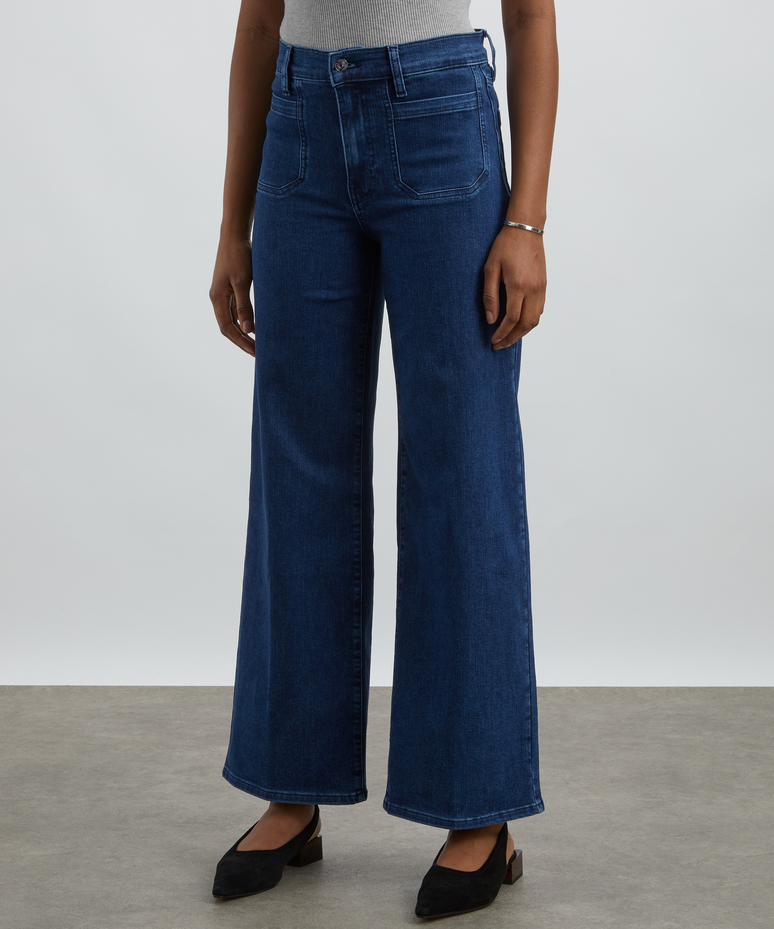 Frame - Le Slim Palazzo Modernist Pocket Wide Leg Jeans in Loner image number 2