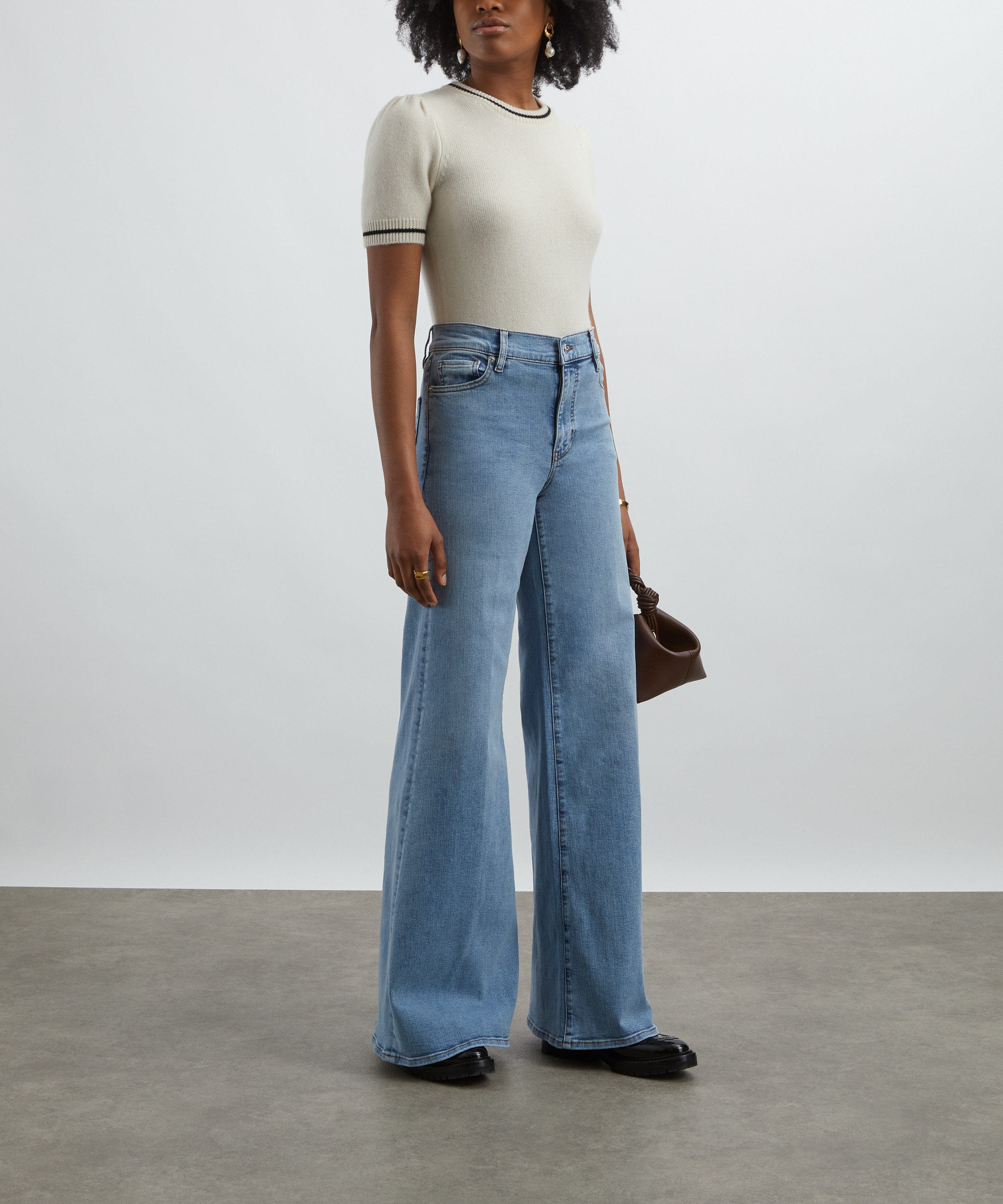 Frame - Le Palazzo High-Rise Wide Leg Jeans in Lark image number 1