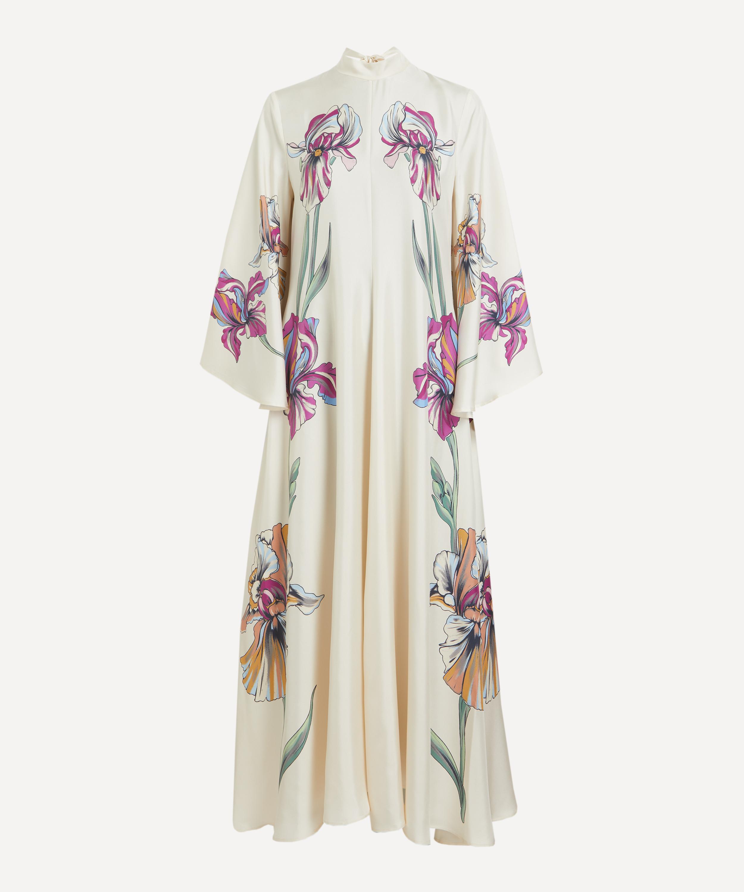 La DoubleJ - Magnifico Iris Placée Ivory Silk Twill Maxi Dress image number 0