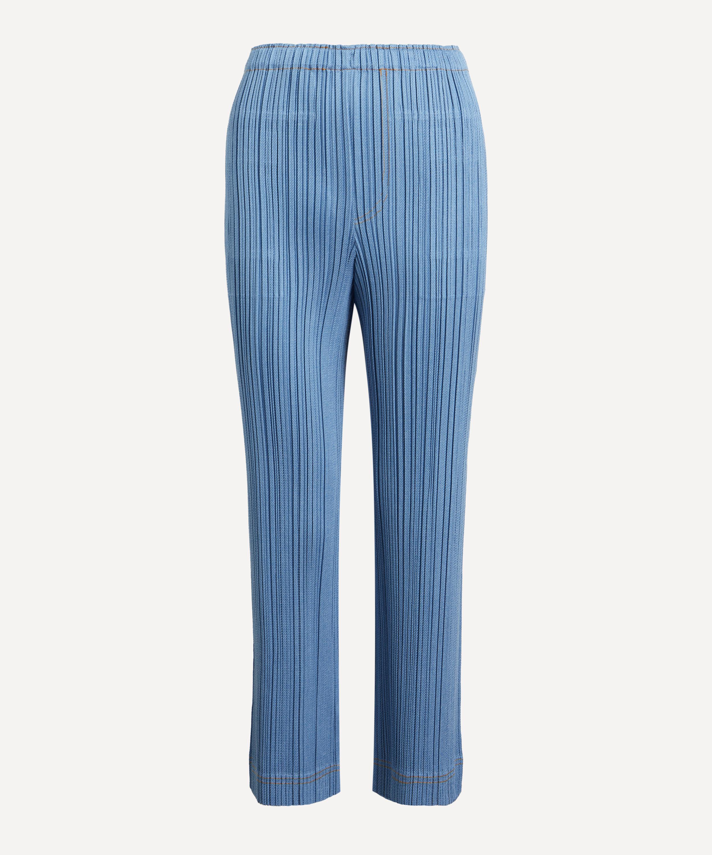Pleats Please Issey Miyake - COTTON DENIM Pleated Crop Trousers image number 0