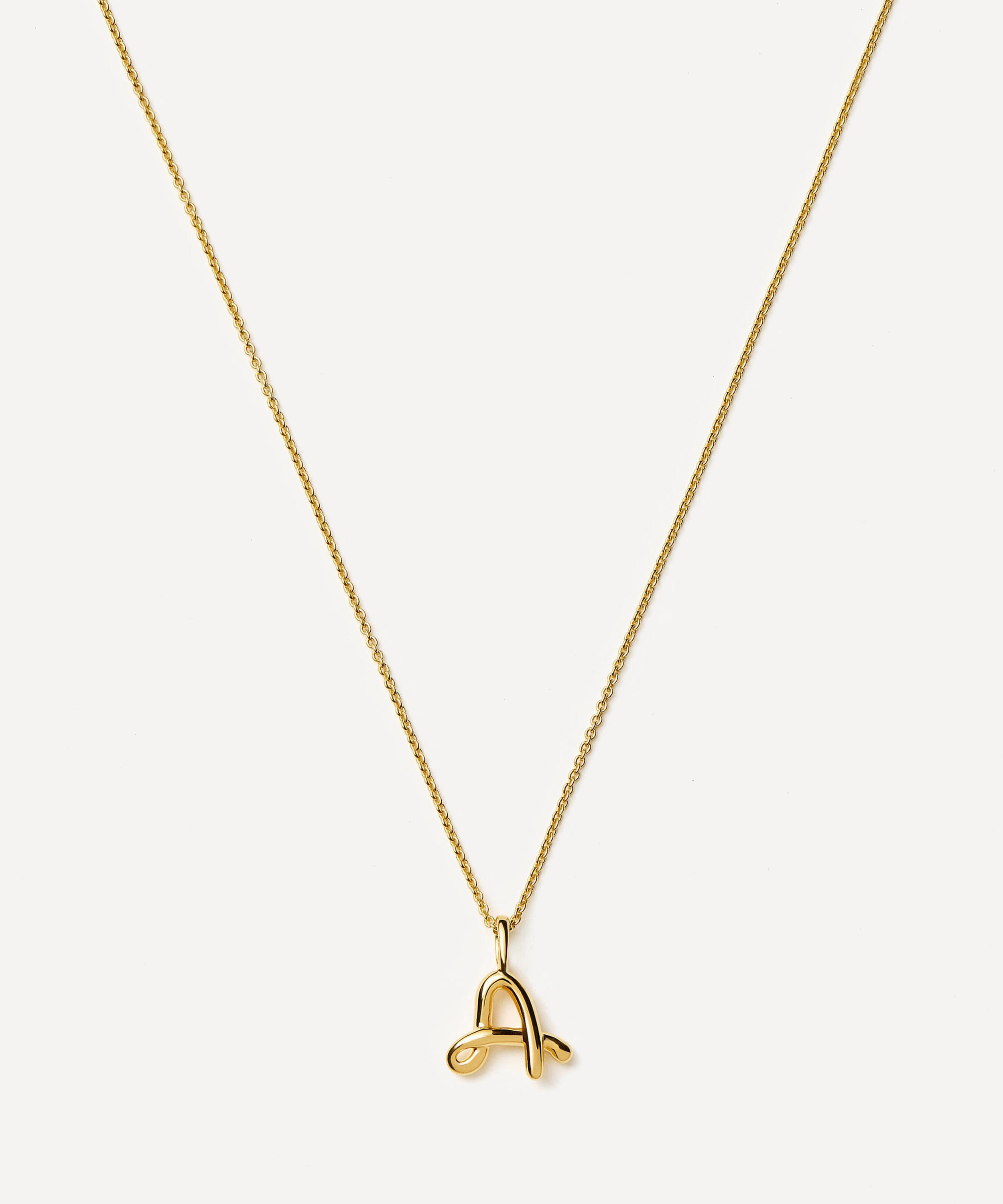 Missoma - 18ct Gold-Plated Vermeil Silver Curly Molten Mini A Initial Pendant Necklace image number 0