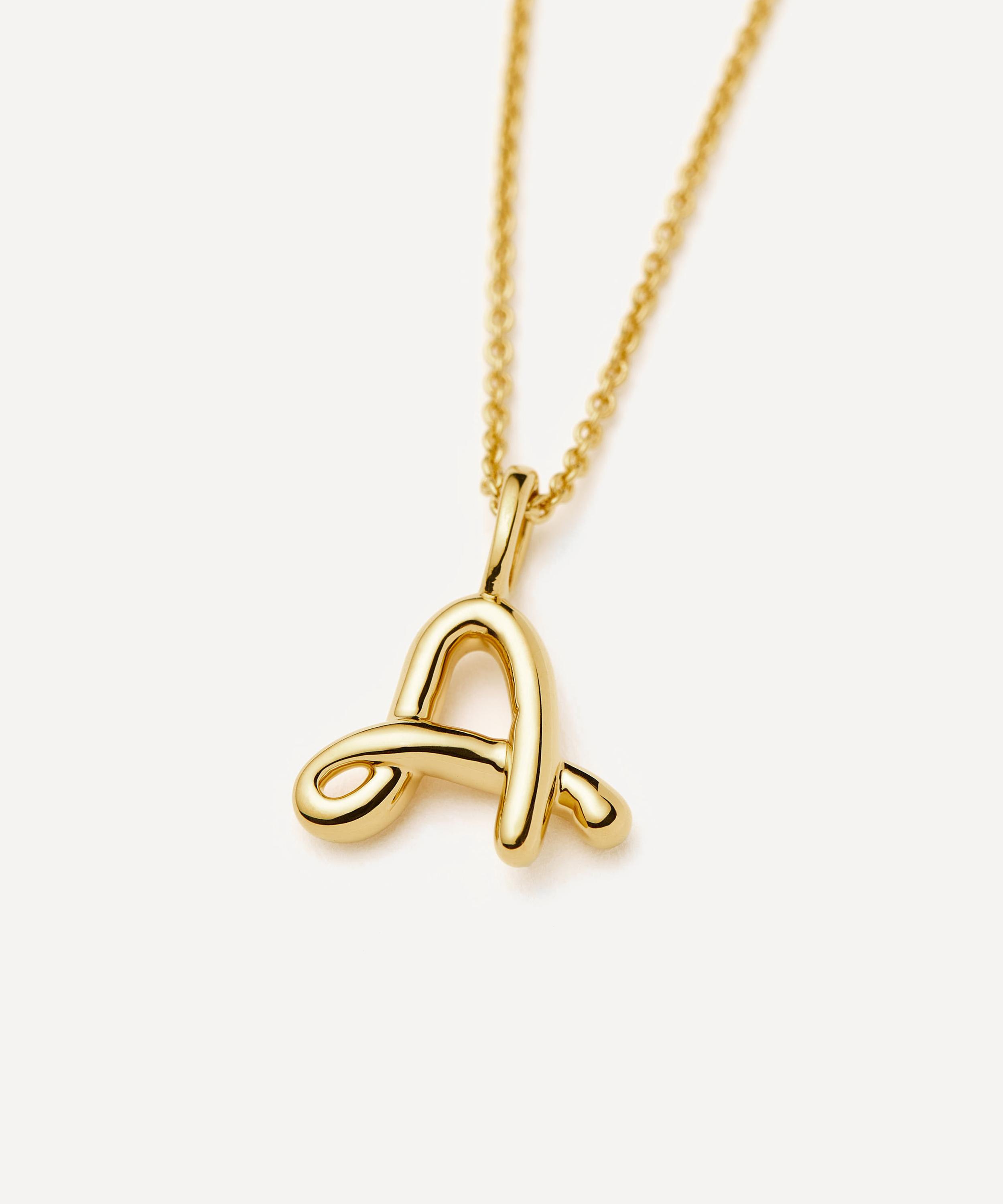 Missoma - 18ct Gold-Plated Vermeil Silver Curly Molten Mini A Initial Pendant Necklace image number 2