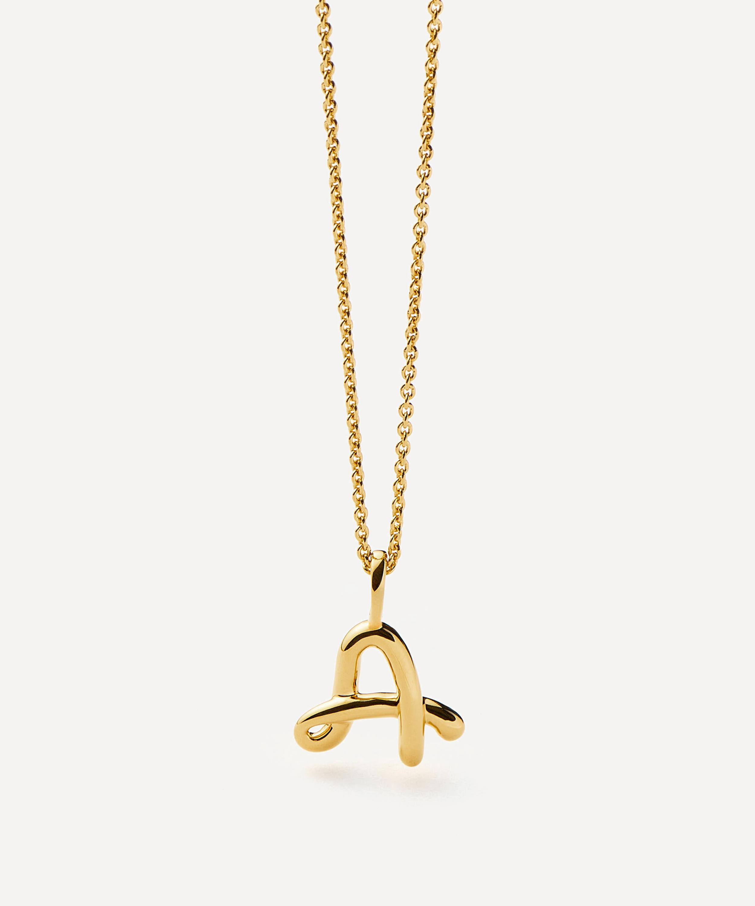 Missoma - 18ct Gold-Plated Vermeil Silver Curly Molten Mini A Initial Pendant Necklace image number 4