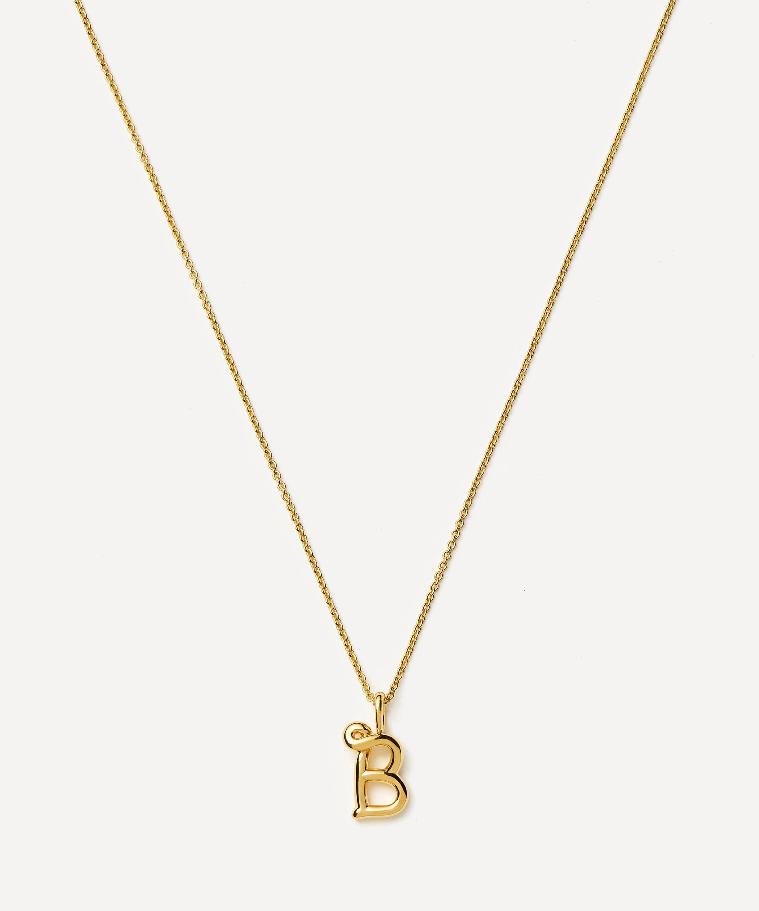 Missoma - 18ct Gold-Plated Vermeil Silver Curly Molten Mini B Initial Pendant Necklace image number 0