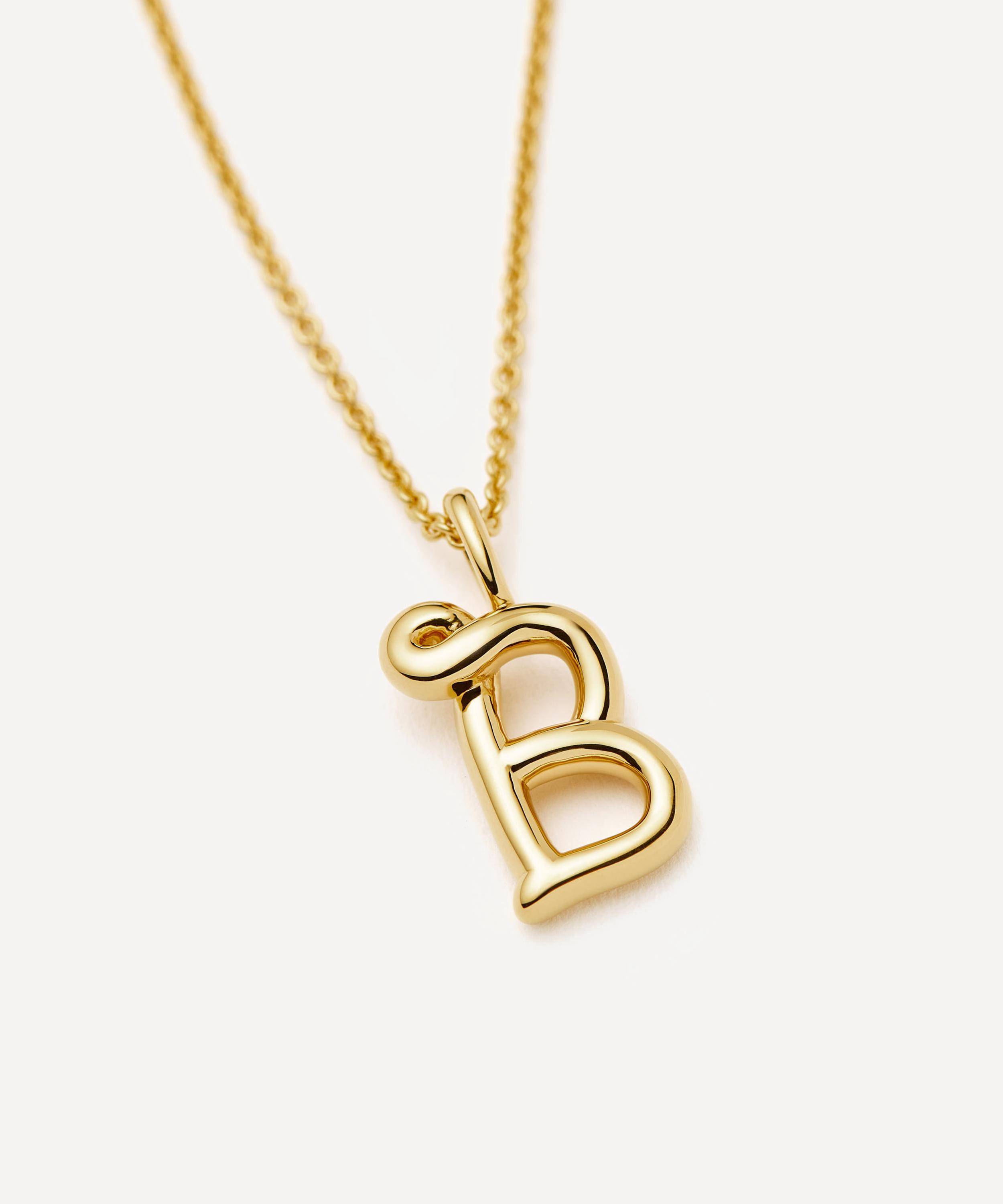 Missoma - 18ct Gold-Plated Vermeil Silver Curly Molten Mini B Initial Pendant Necklace image number 1
