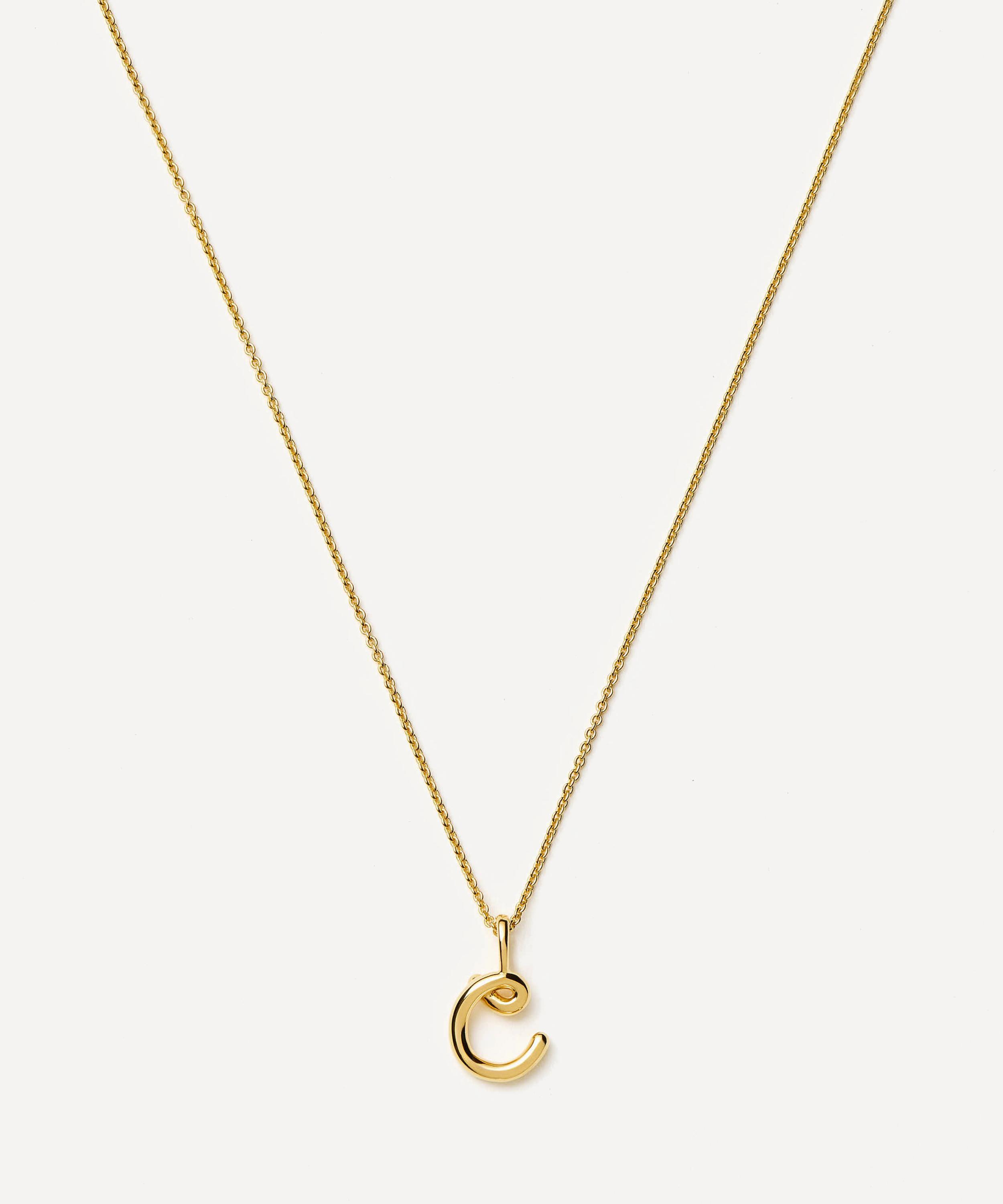 Missoma - 18ct Gold-Plated Vermeil Silver Curly Molten Mini C Initial Pendant Necklace image number 0